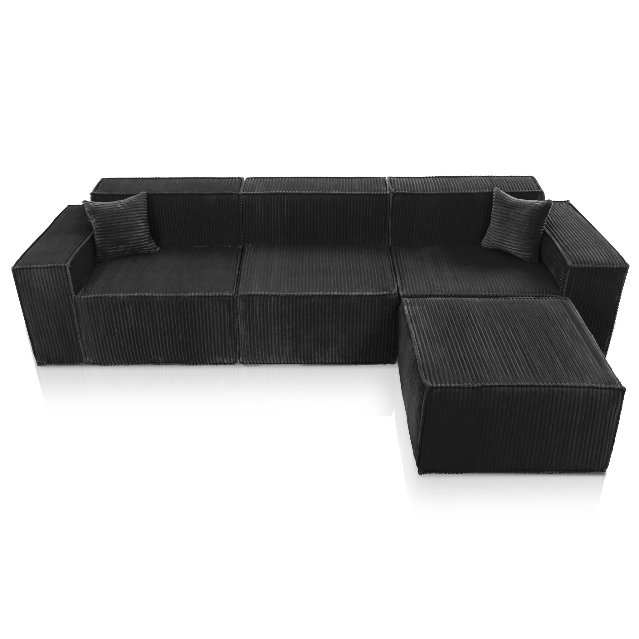 Beat Ecksofa Cordstoff Schwarz - Popsofa