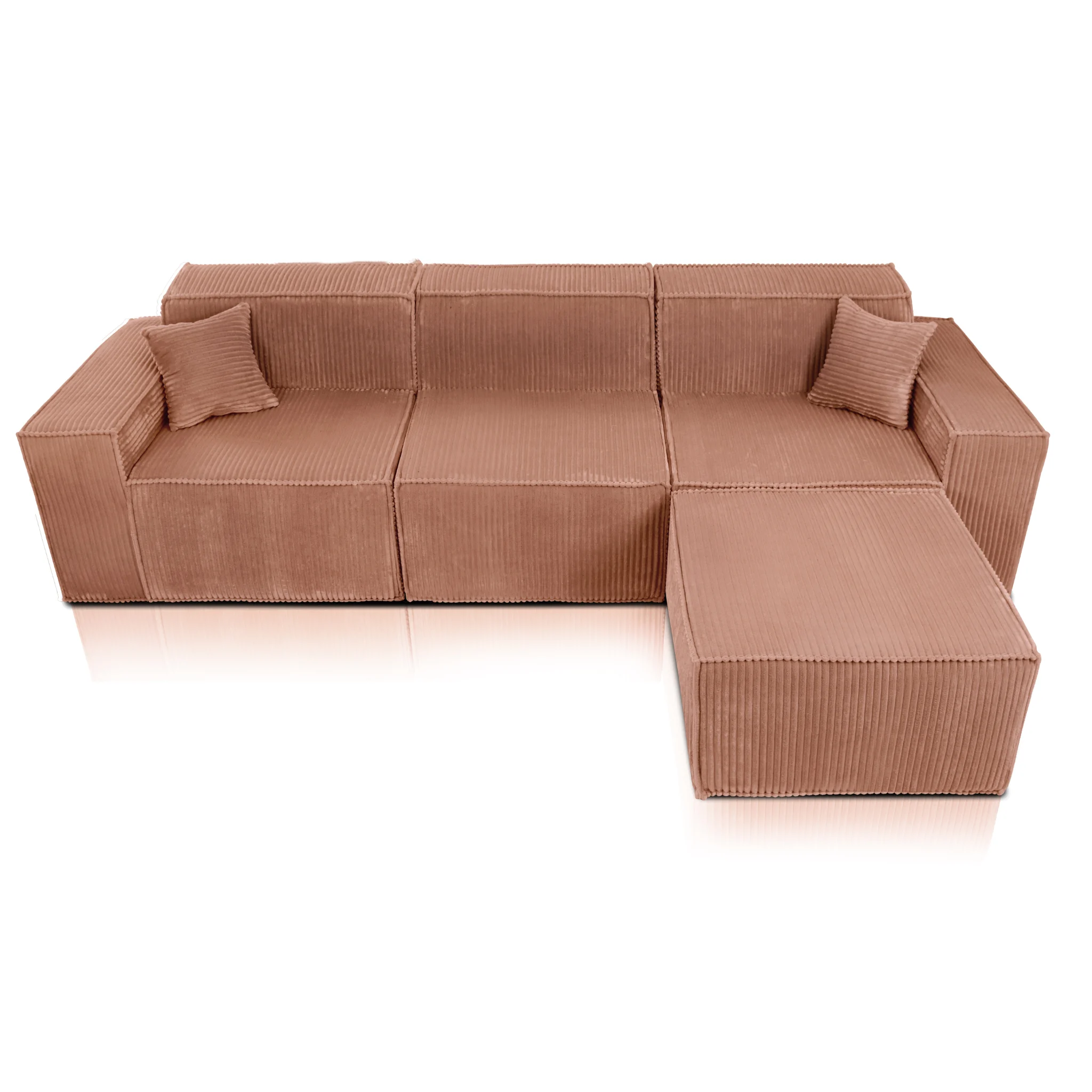Beat Ecksofa Cordstoff Rosa - Popsofa