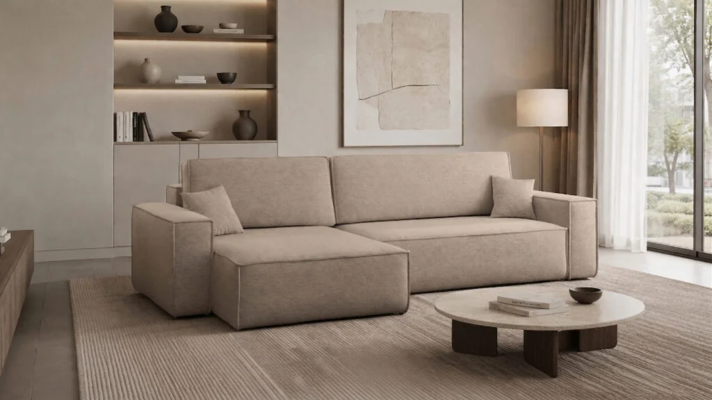 Ecksofa mit Schlaffunktion und Bettkasten, Eckcouch Best XL stoff Verita