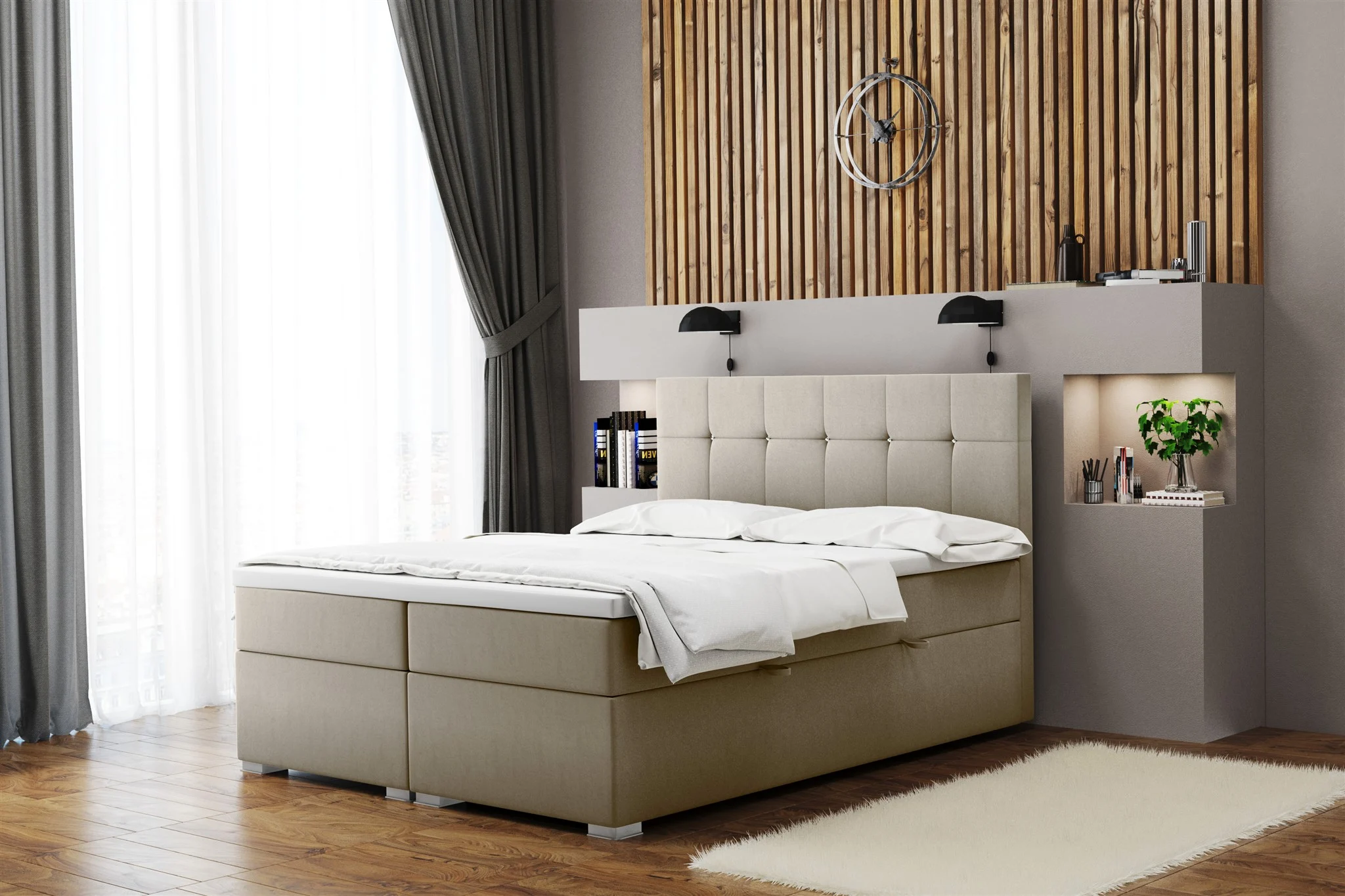Boxspringbett Schlafzimmerbett ABELT 120x220cm in Stoff Matt Velvet Mud - Fun Moebel