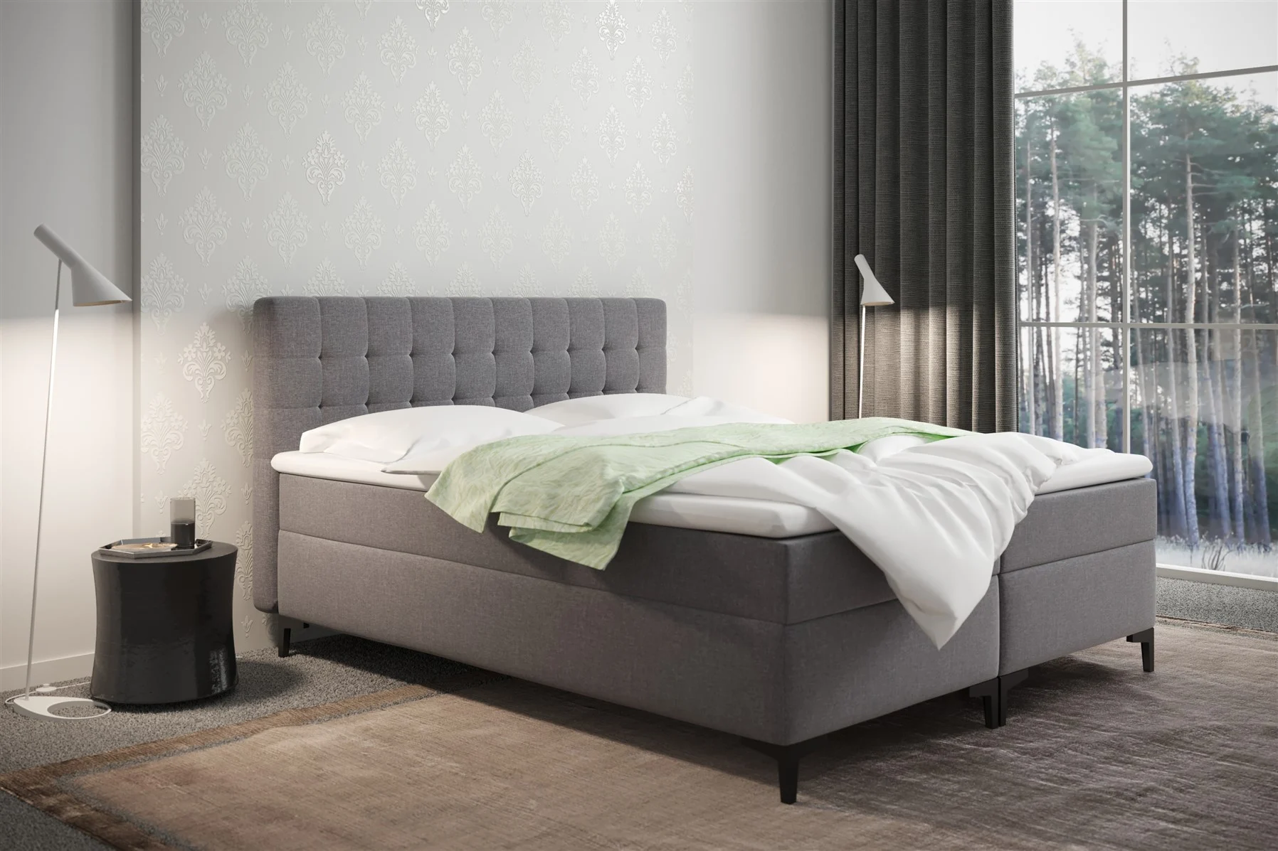 Boxspringbett Schlafzimmerbett AKRON 140x200cm inkl.Bettkasten - Fun Moebel