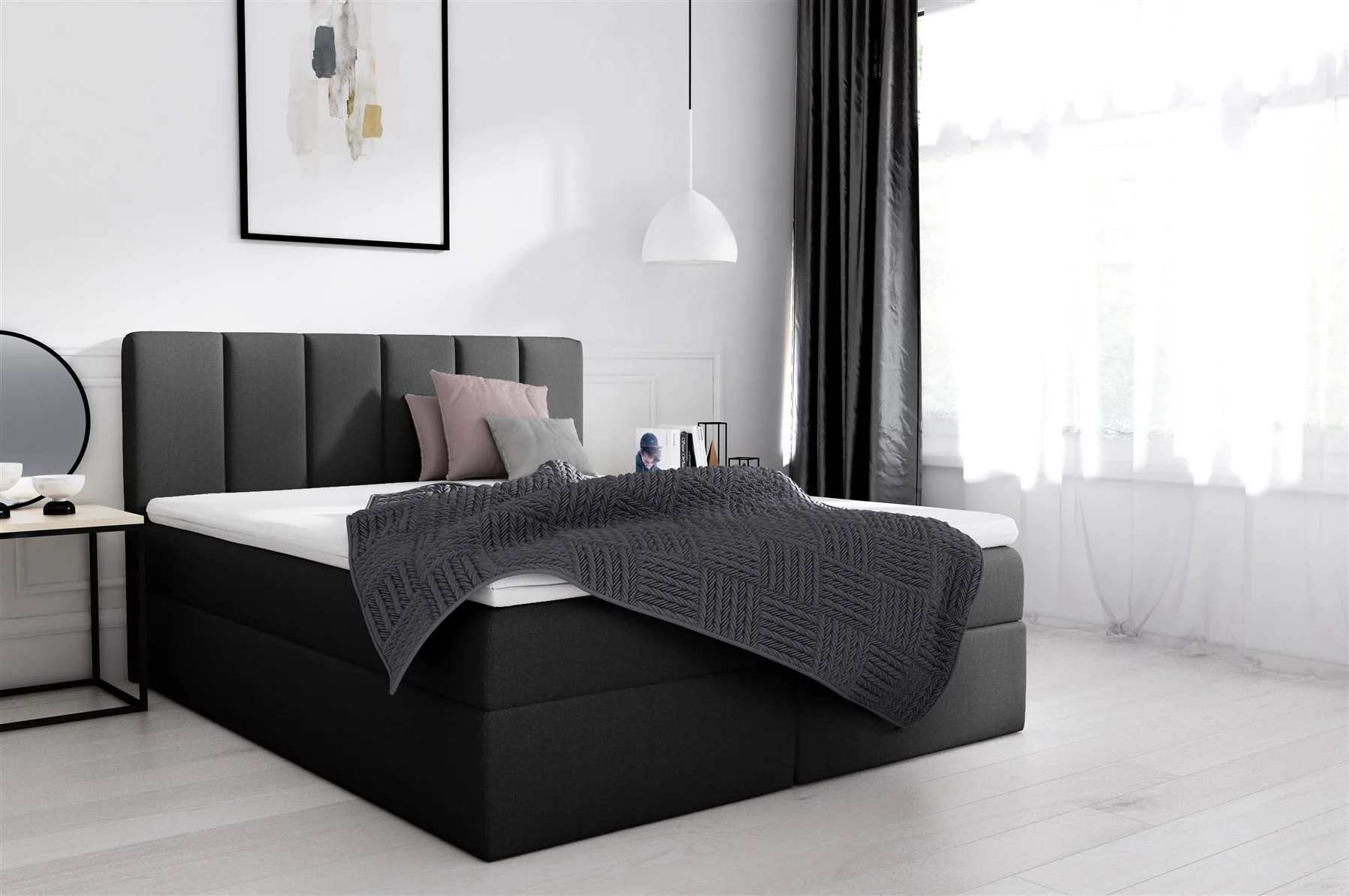 Boxspringbett Schlafzimmerbett ARIA 120x200cm in Stoff Inari inkl. Bettkasten - Fun Möbel
