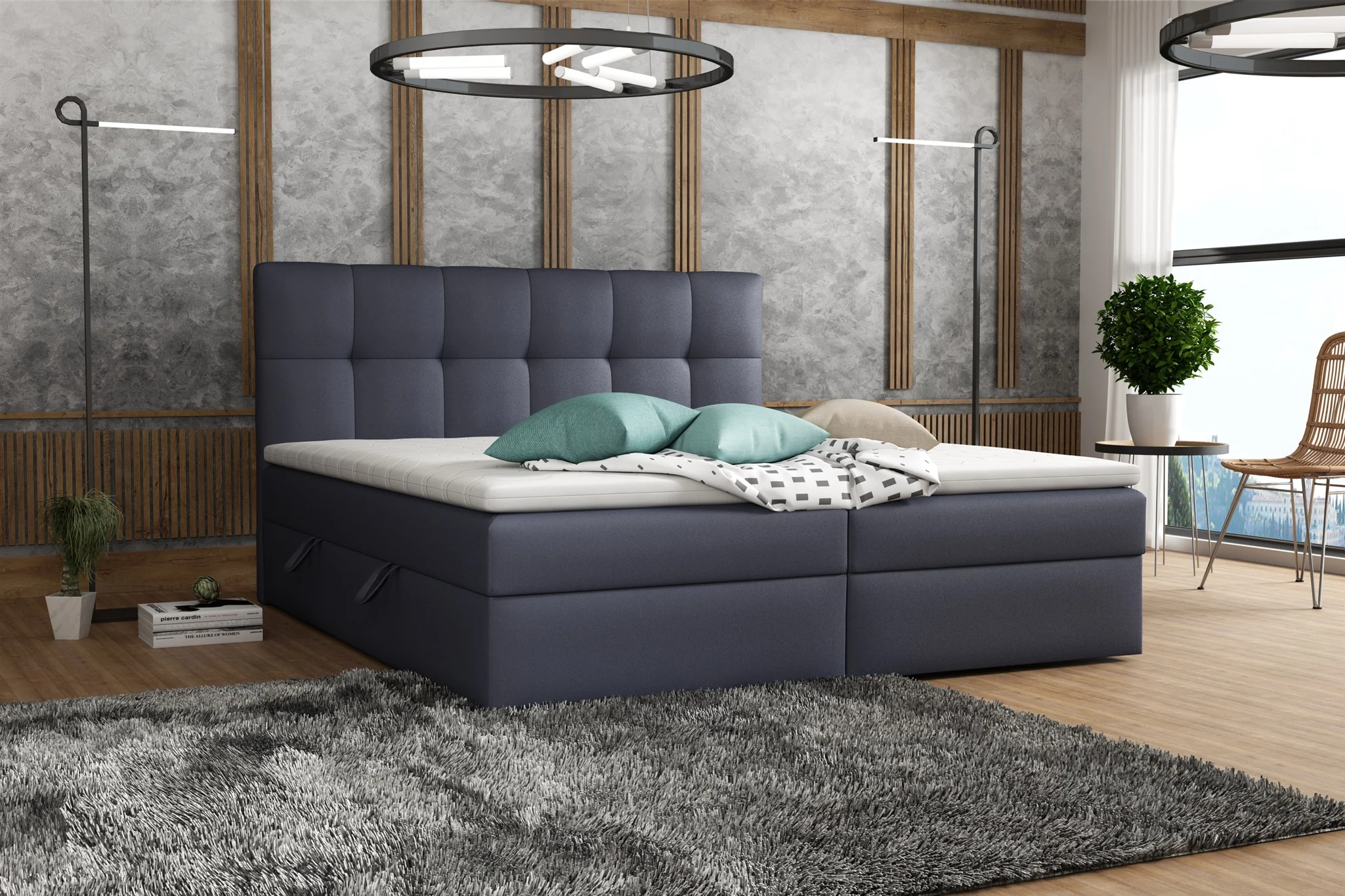 Boxspringbett Schlafzimmerbett ARTURO 140x200cm Kunstleder Soft Anthrazit - Fun Möbel
