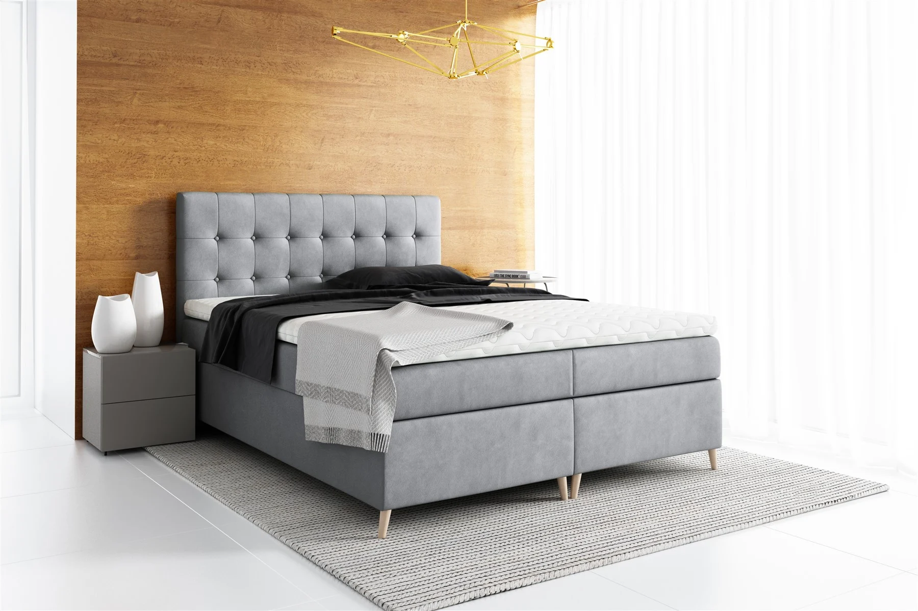 Boxspringbett Schlafzimmerbett ASGER 120x200cm inkl.Bettkasten - Fun Moebel