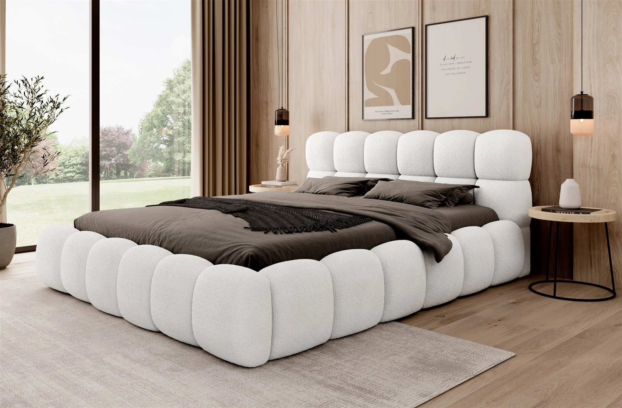 Polsterbett Bett AURELIA 140x200cm in Stoff Ascot Weiß / Speed - Fun Möbel