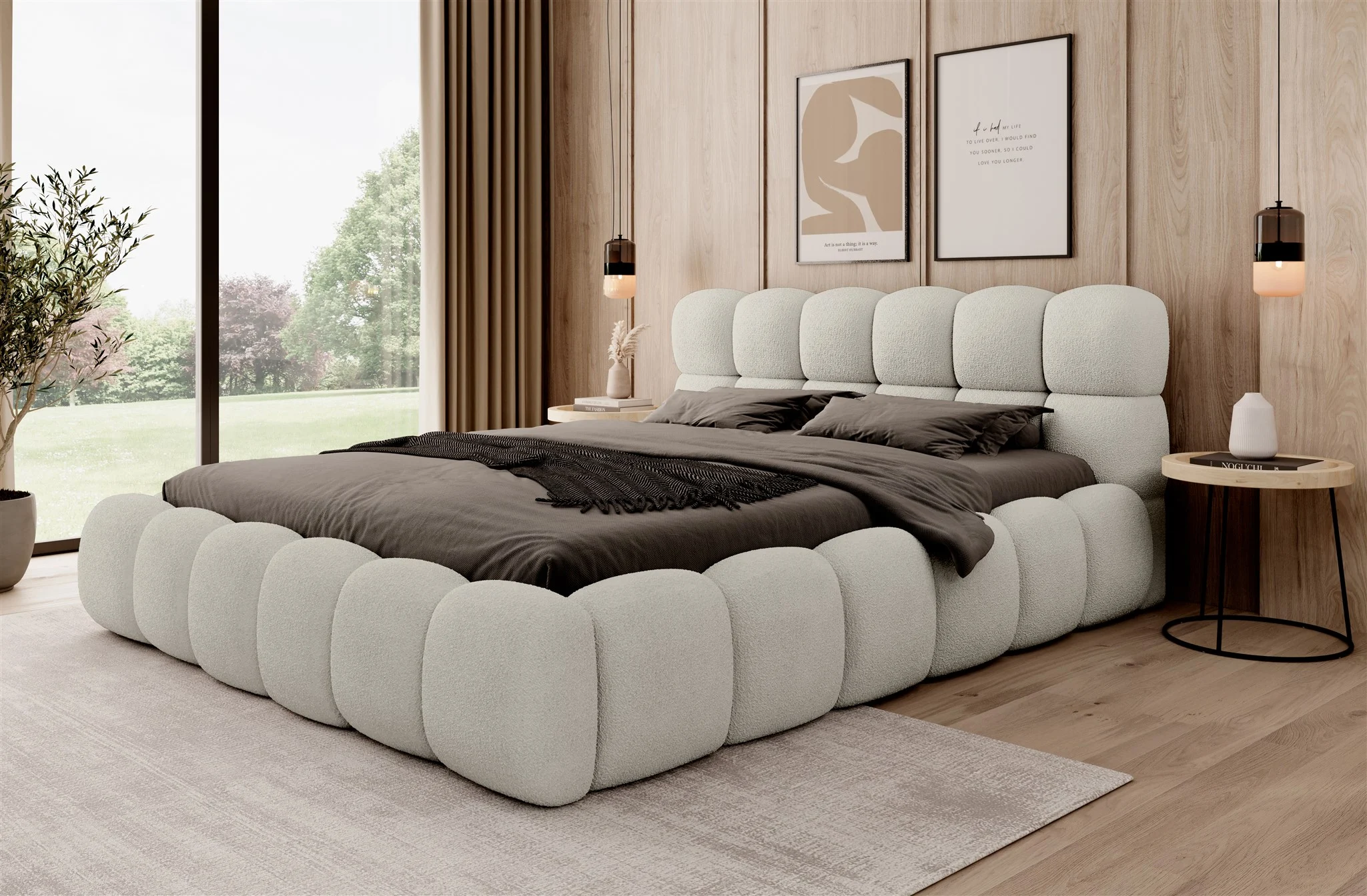 Polsterbett Bett AURELIA 140x200cm in Stoff Ascot Beige / Speed - Fun Möbel