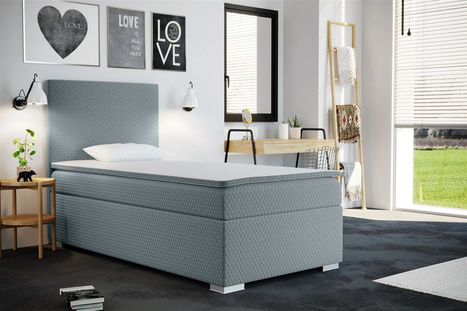 Boxspringbett Schlafzimmerbett BRIX Mint 90x200cm inkl.Bettkasten - Fun Moebel