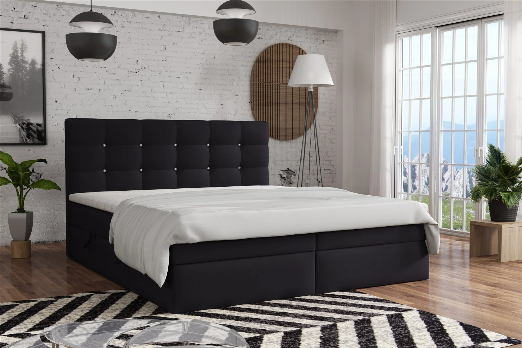 Boxspringbett Schlafzimmerbett BASILIO 140x200cm inkl.Bettkasten - Fun Moebel