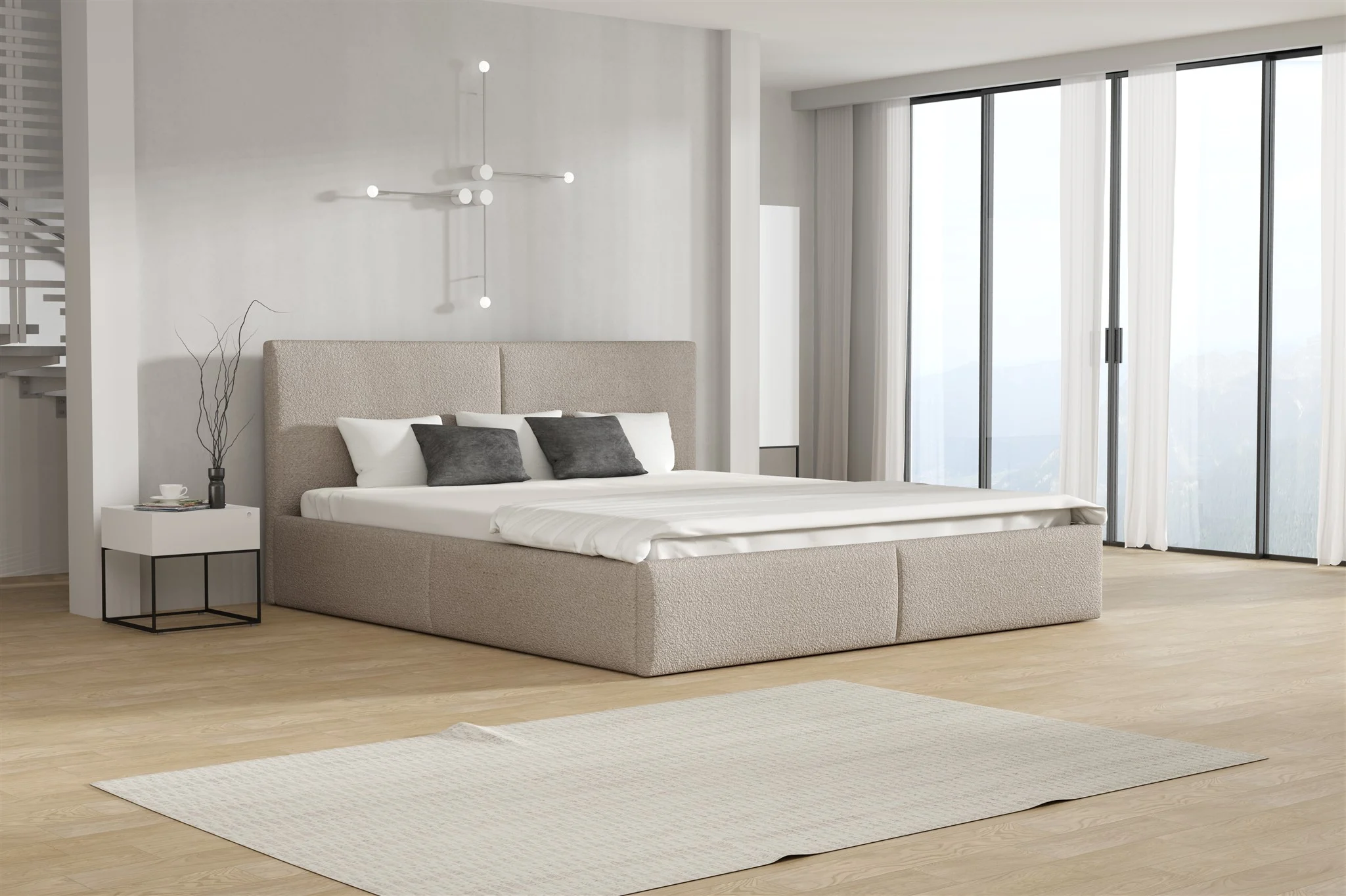 Polsterbett Doppelbett BERGEN 160x200cm Stoff Freya Cappuccino - Fun Möbel
