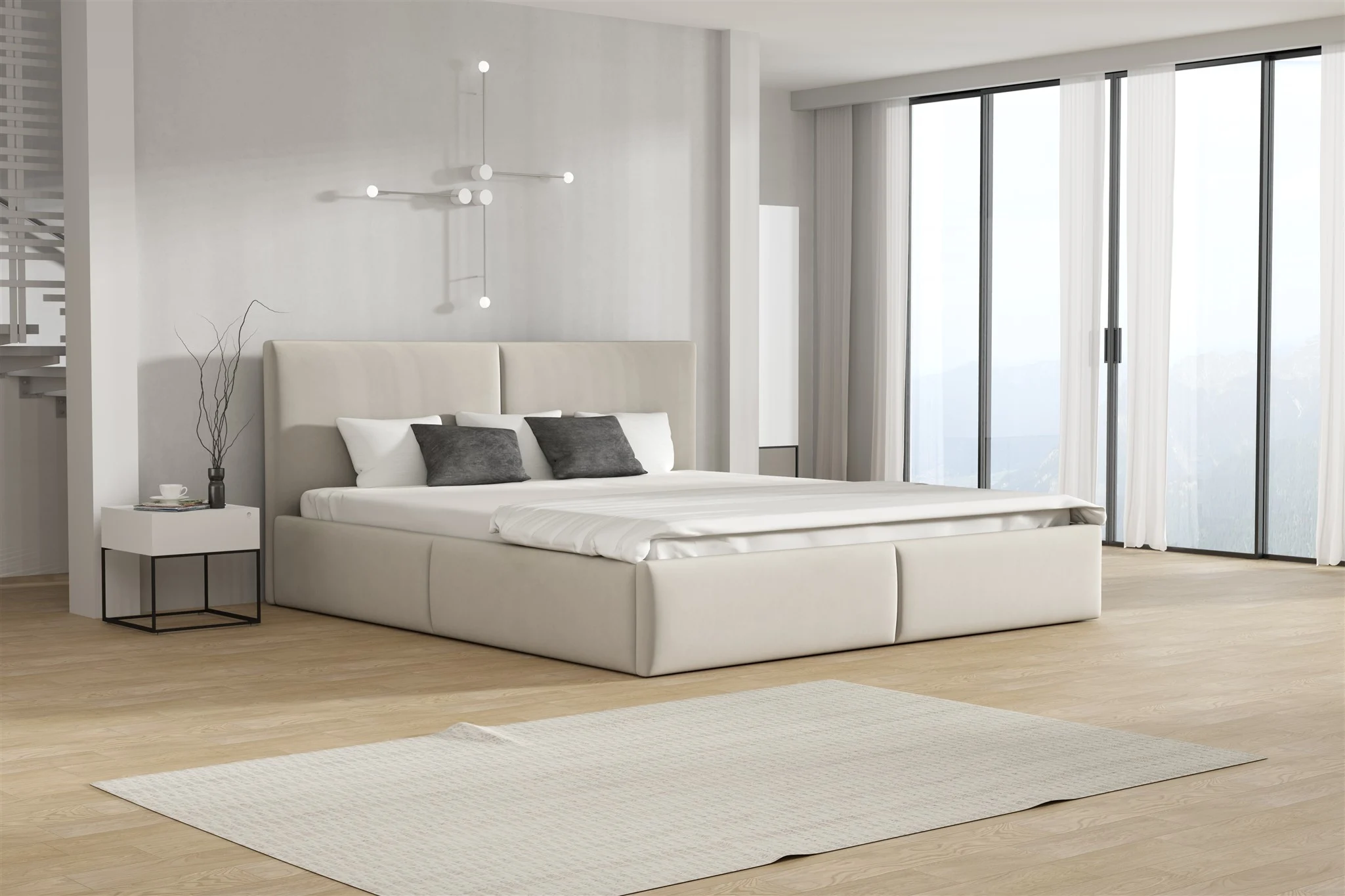 Polsterbett Doppelbett BERGEN 120x200cm Stoff Magic Velvet Hellbeige - Fun Möbel