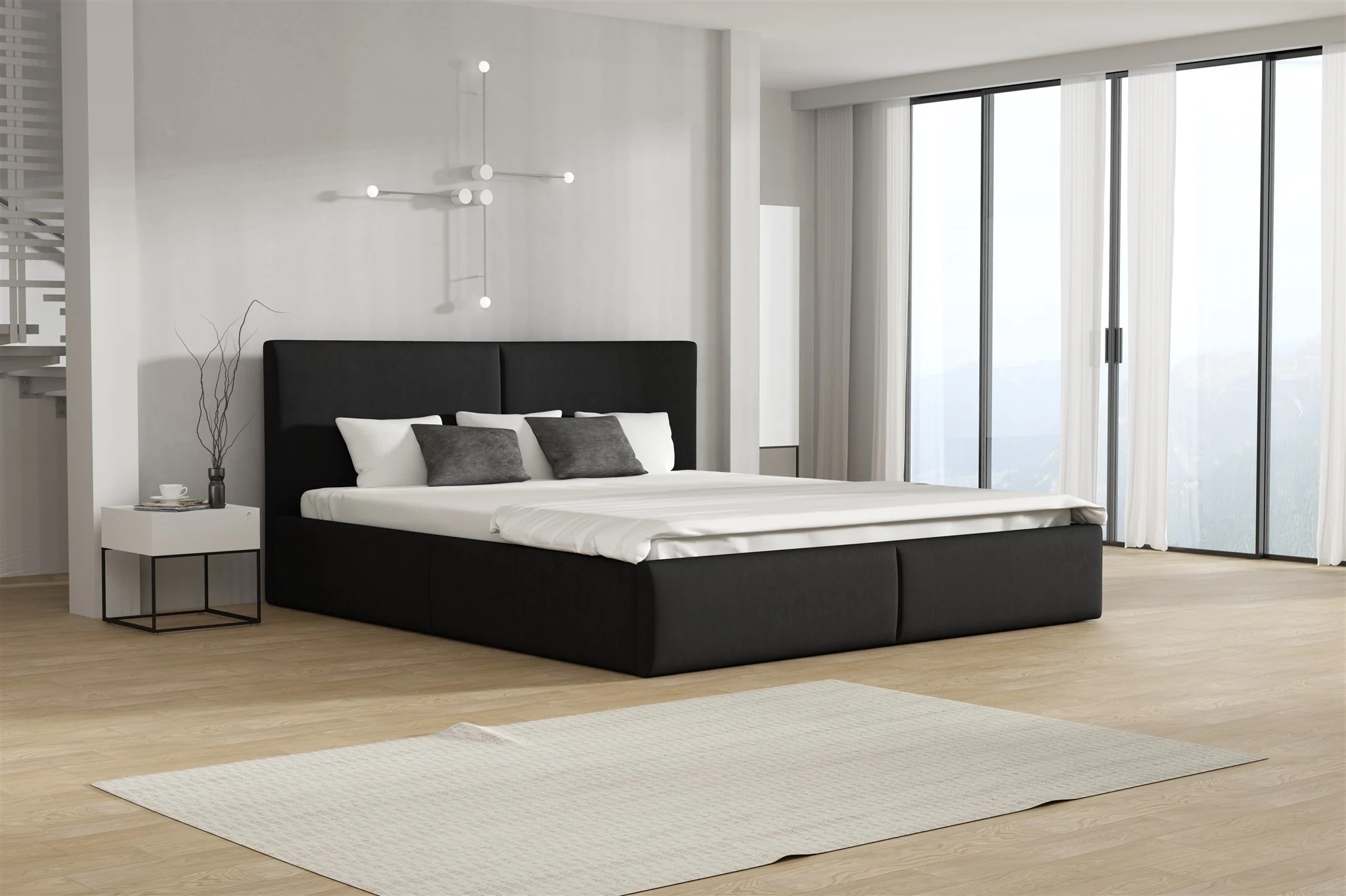 Polsterbett Doppelbett BERGEN 120x200cm Stoff Magic Velvet Schwarz - Fun Möbel