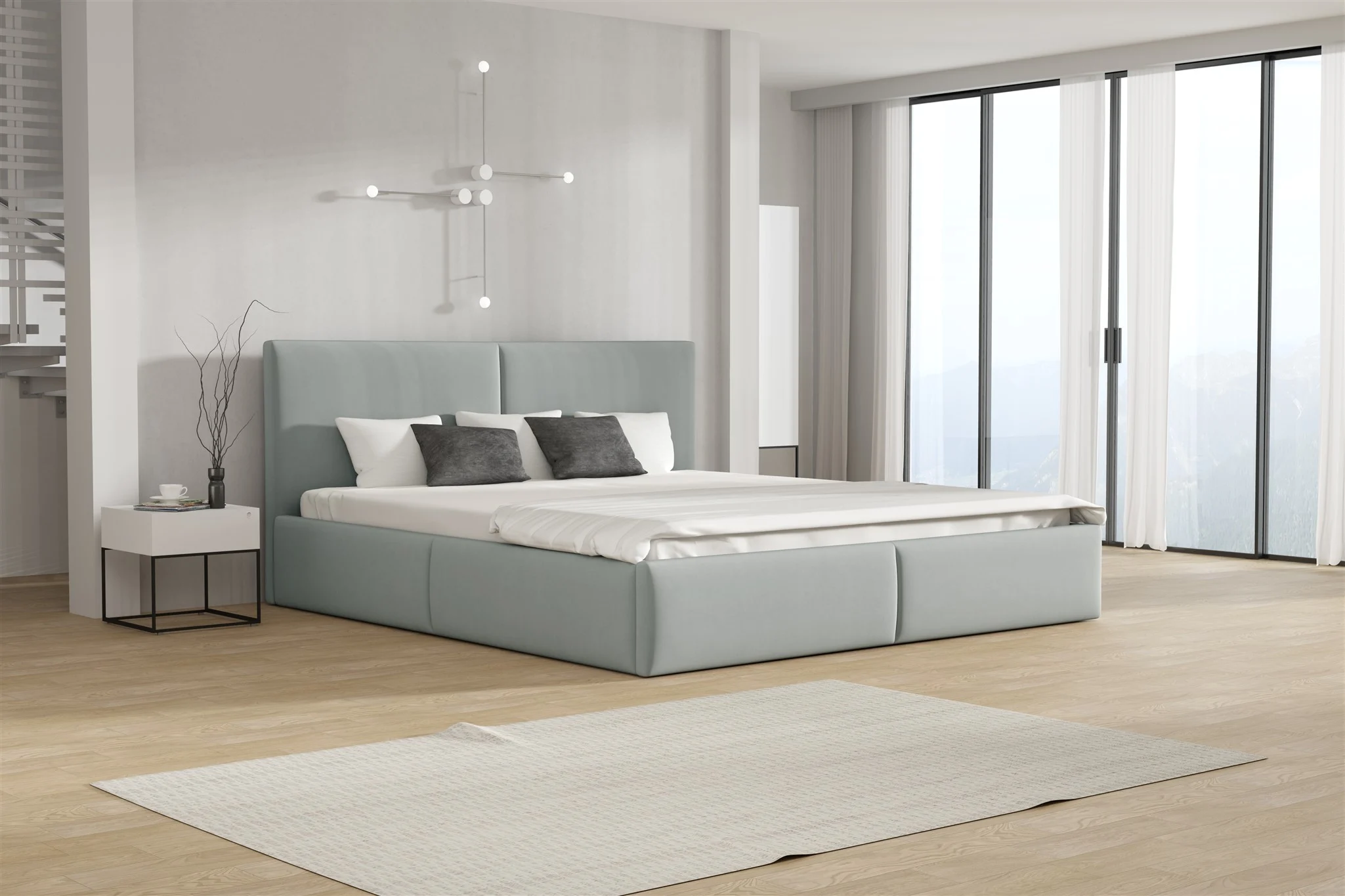 Polsterbett Doppelbett BERGEN 120x200cm Stoff Magic Velvet Hellgrau - Fun Möbel
