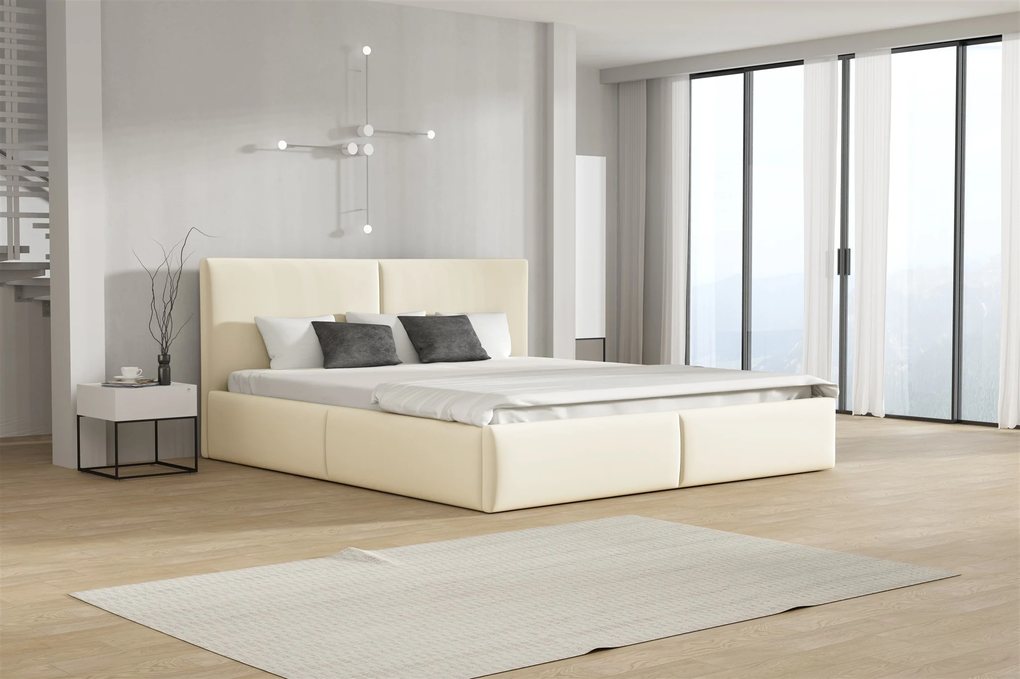 Polsterbett Doppelbett BERGEN 140x200cm Stoff Magic Velvet Creme - Fun Möbel