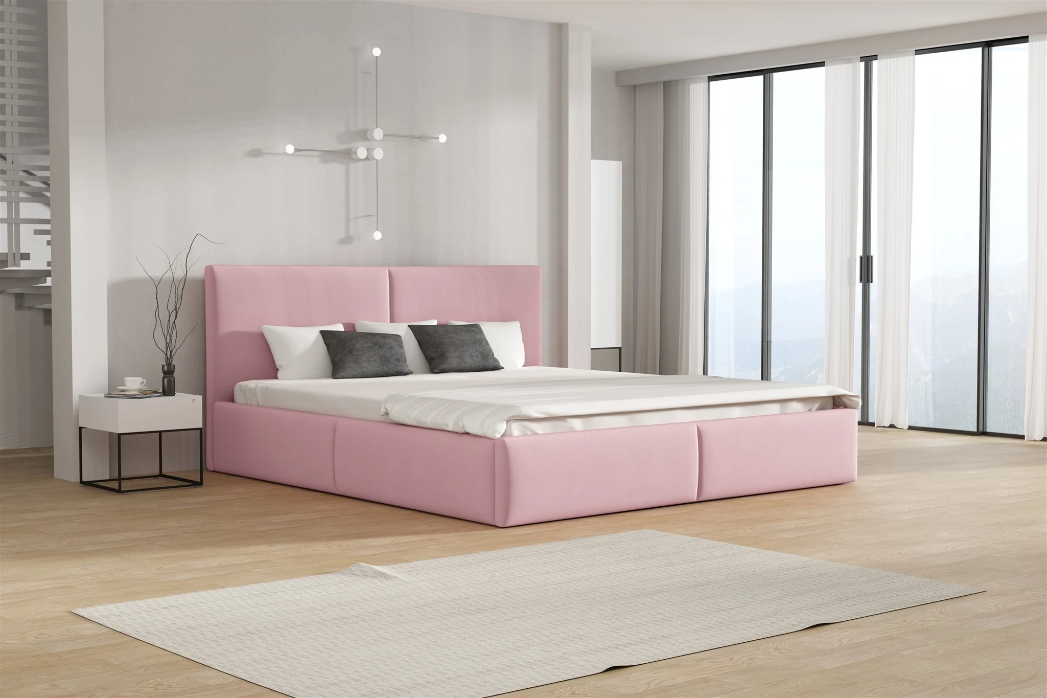 Polsterbett Doppelbett BERGEN 120x200cm Stoff Magic Velvet Rosa - Fun Möbel