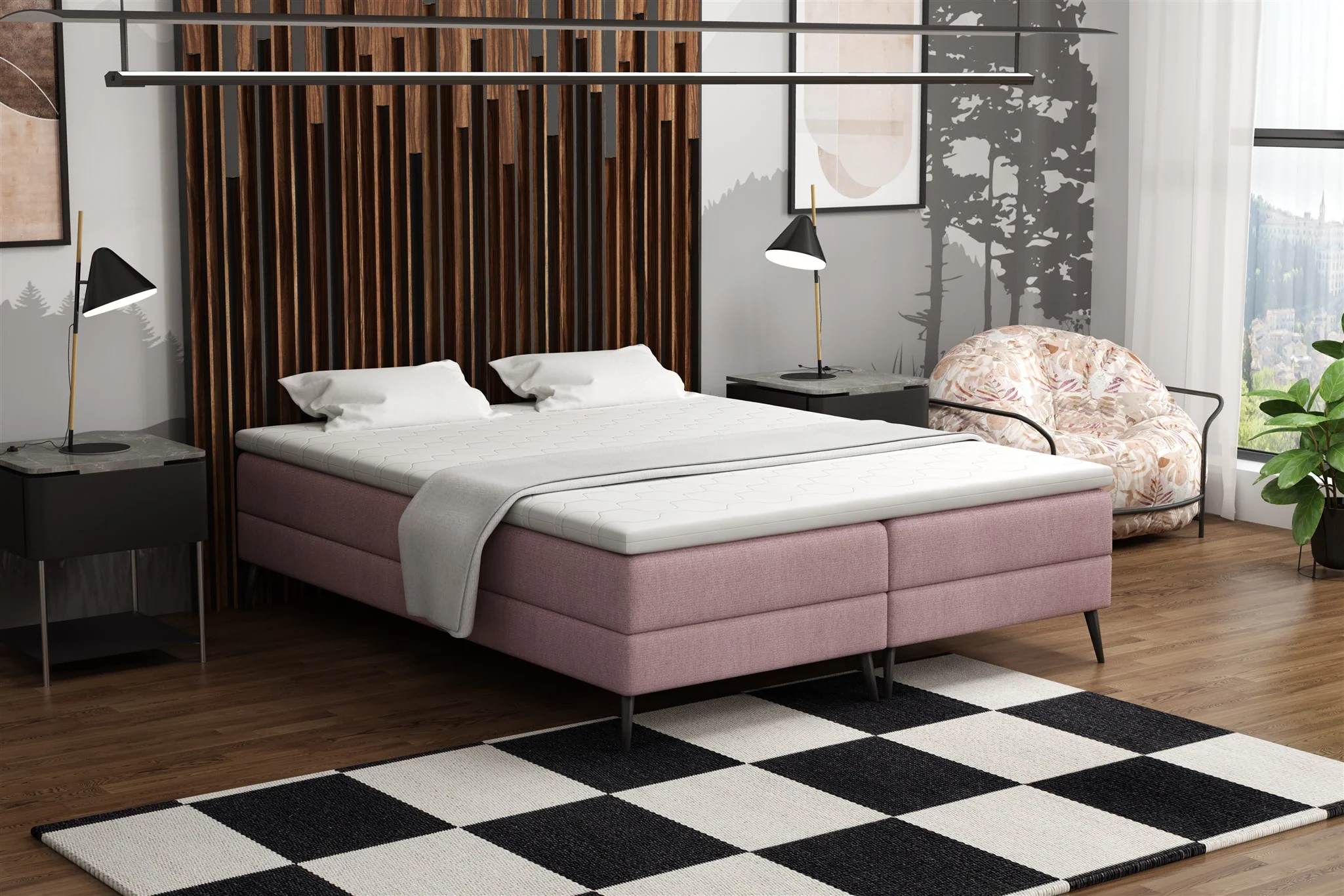Boxspringbett Schlafzimmerbett BREST 120x200cm Stoff Soro Rosa - Fun Möbel