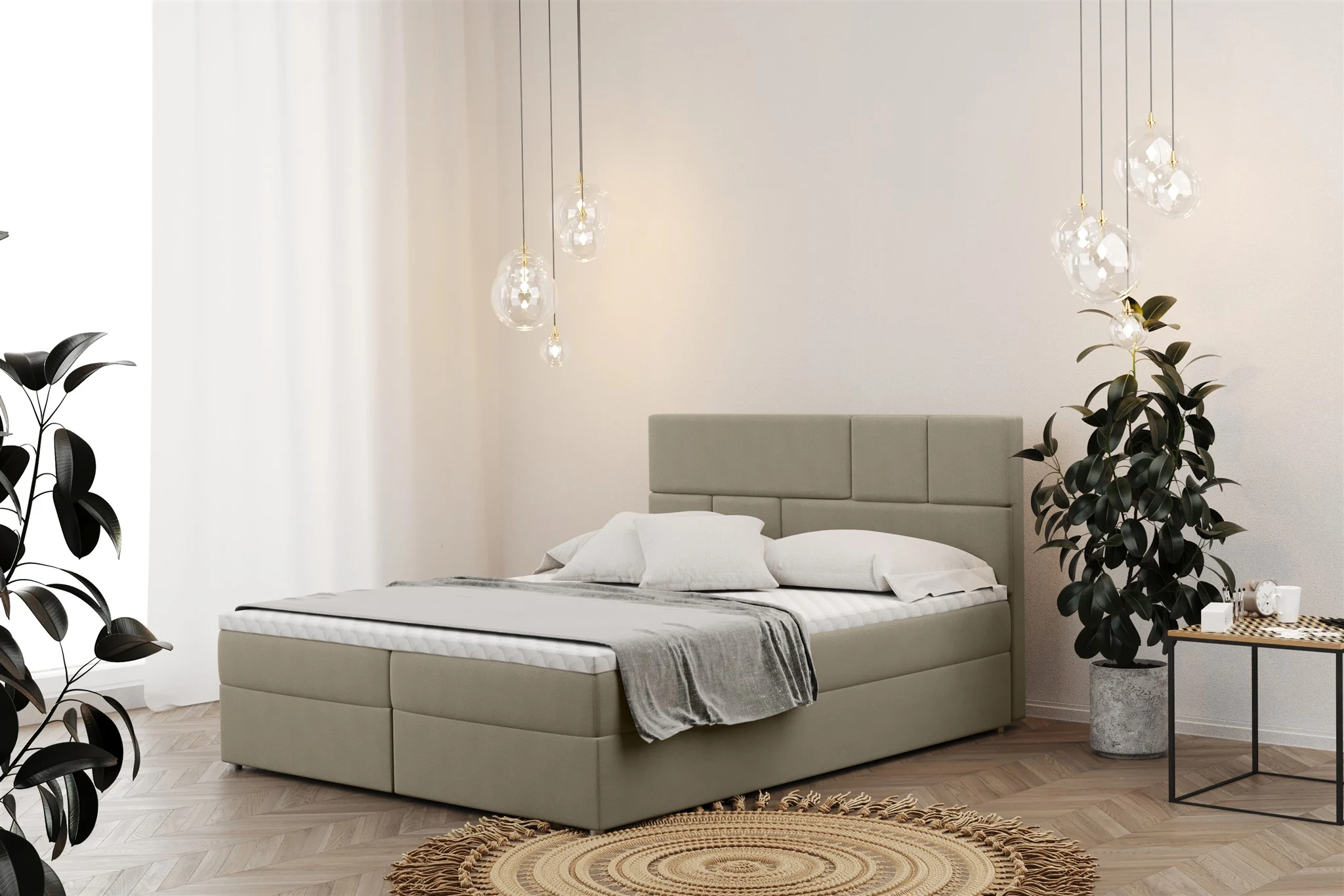 Boxspringbett Schlafzimmerbett CALVIN 120x220cm in Stoff Matt Velvet Mud - Fun Moebel