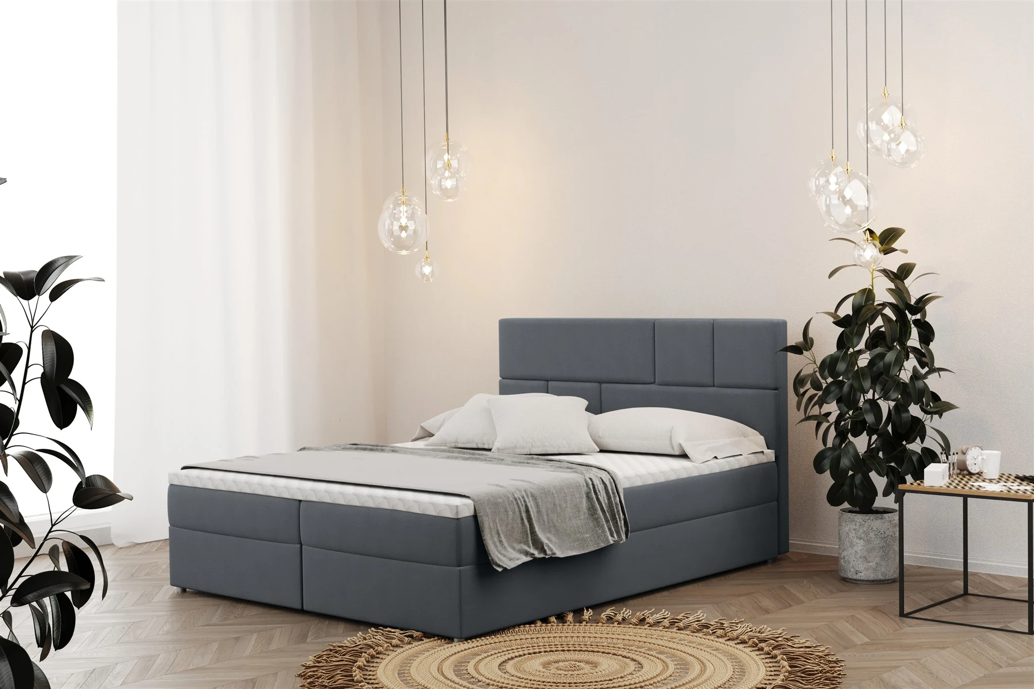 Boxspringbett Schlafzimmerbett CALVIN 120x200cm in Stoff Matt Velvet Grau - Fun Moebel