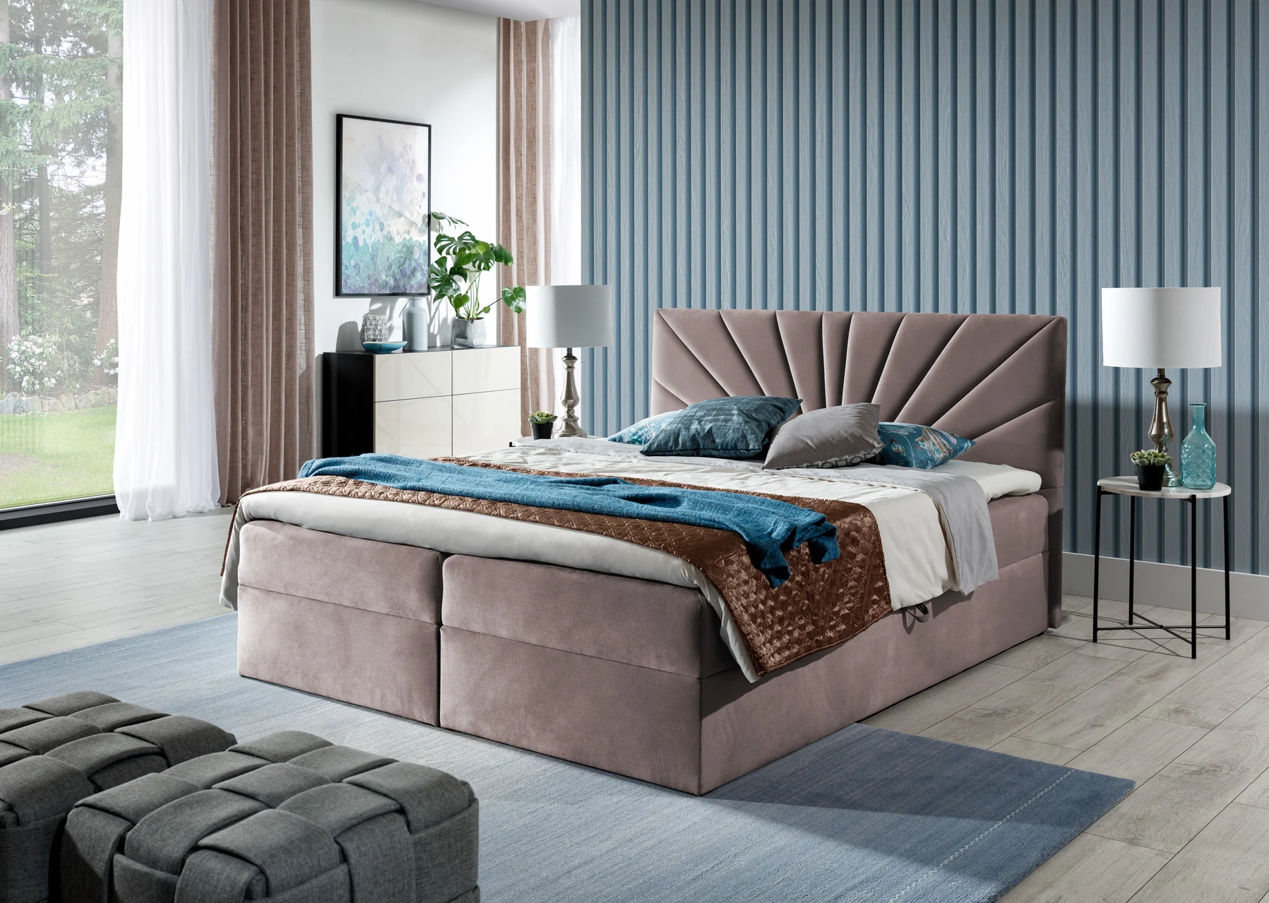 Boxspringbett Schlafzimmerbett CARERRA 120x200cm Altrosa - Fun Moebel