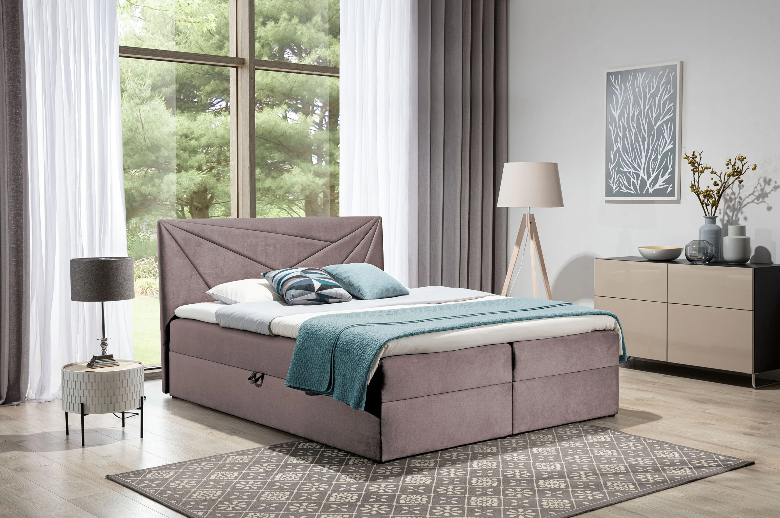 Boxspringbett Schlafzimmerbett CARLITA 120x200cm Altrosa - Fun Moebel