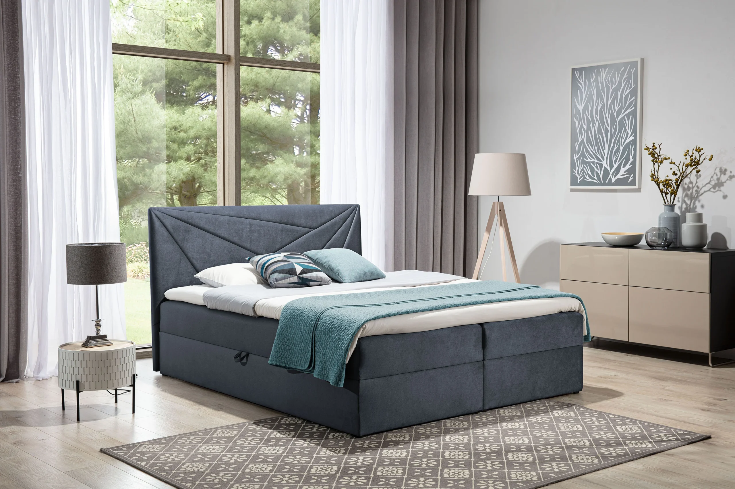 Boxspringbett Schlafzimmerbett CARLITA 120x200cm Anthrazit - Fun Moebel