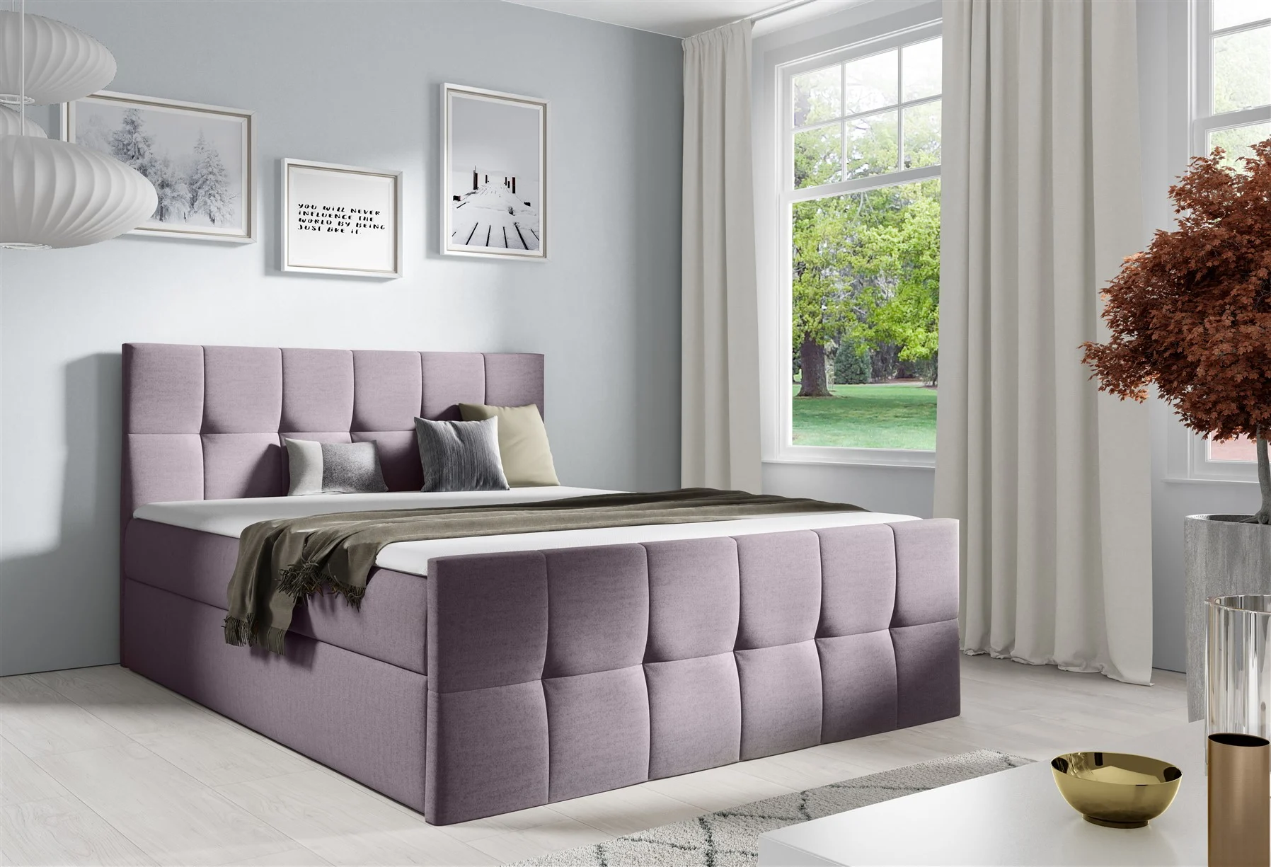Boxspringbett Schlafzimmerbett CARMEN LUX 120x200cm Stoff Monolith Altrosa - Fun Moebel