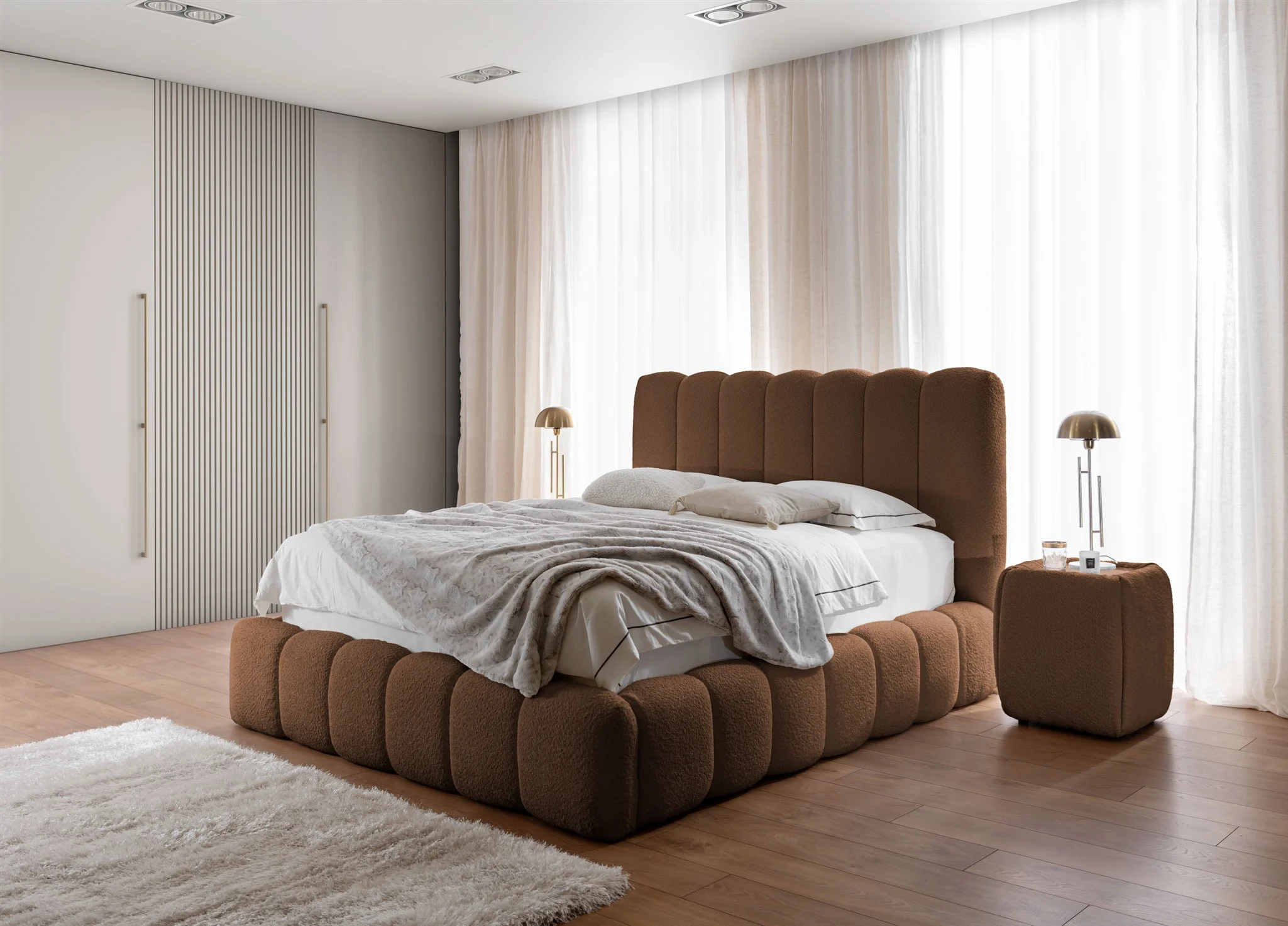 Polsterbett Doppelbett Set.1 CARSON 120x200cm Stoff Catch Me Terracotta - Fun Möbel