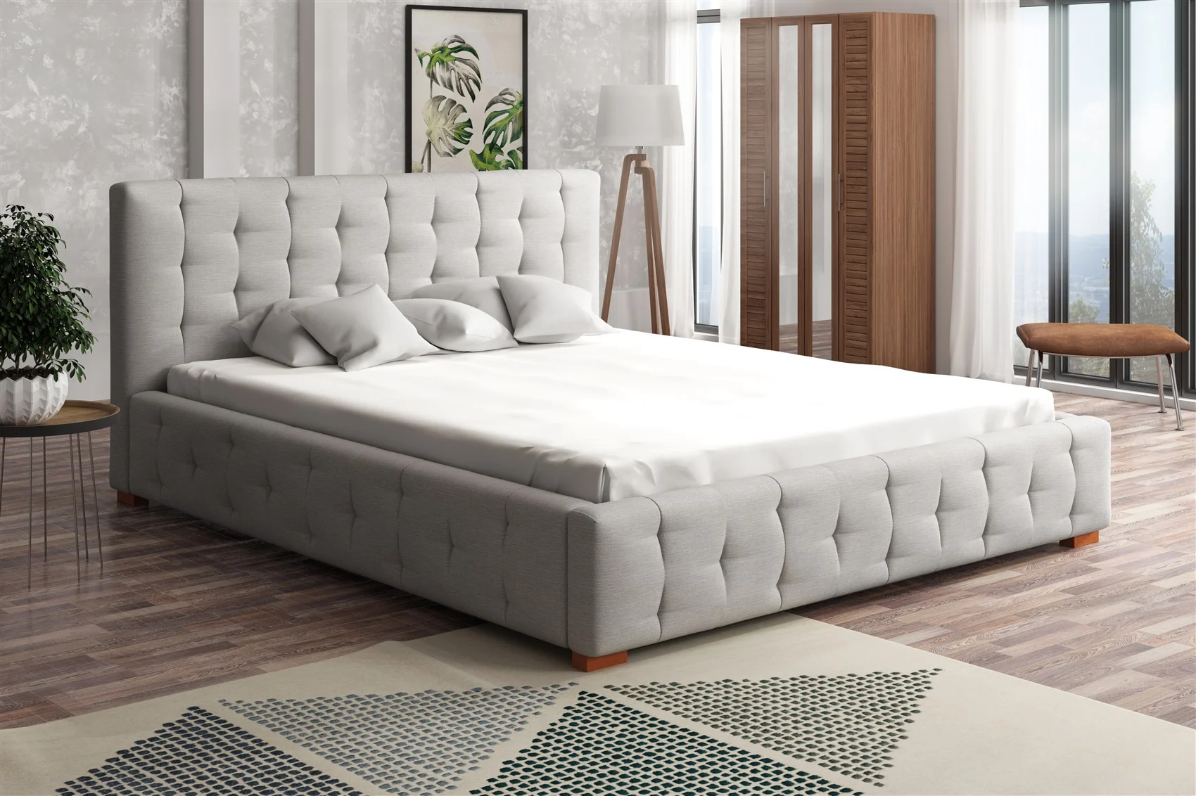 Polsterbett Bett Doppelbett COMO Stoff 120x200cm - Fun Moebel
