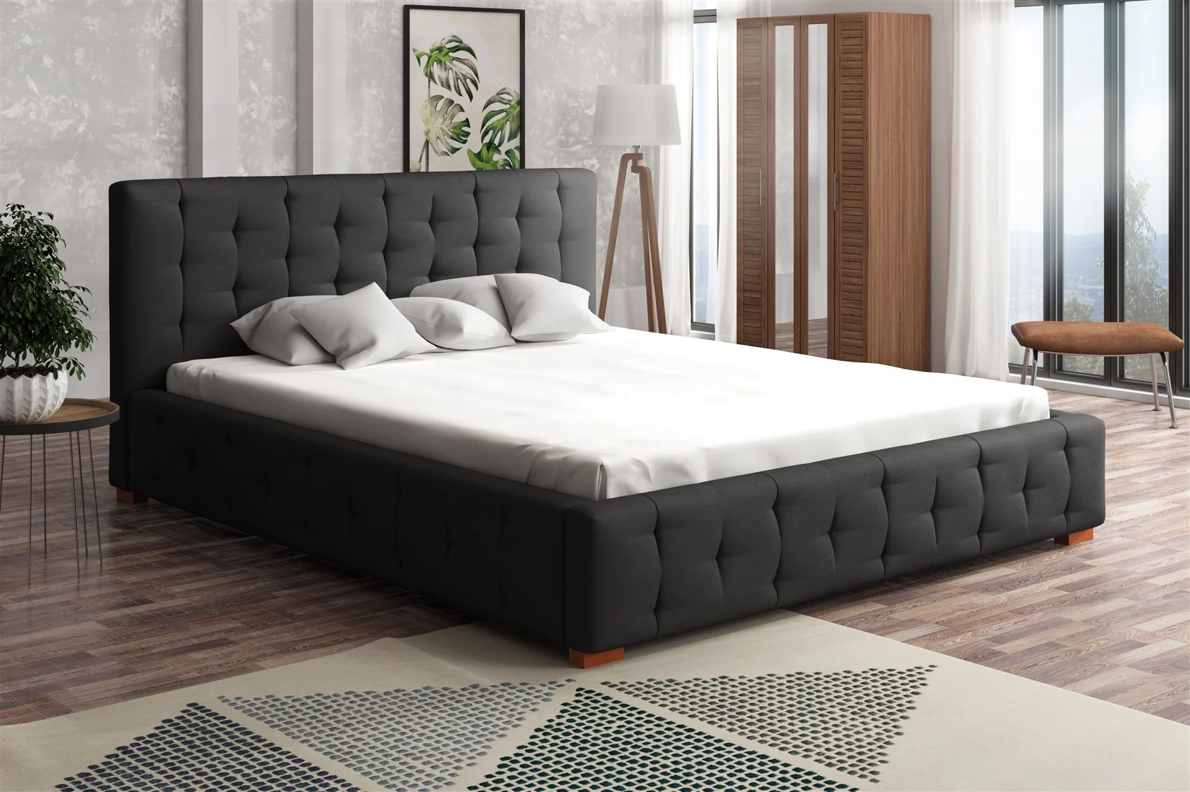 Polsterbett Bett Doppelbett COMO Stoff 160x200cm - Fun Moebel