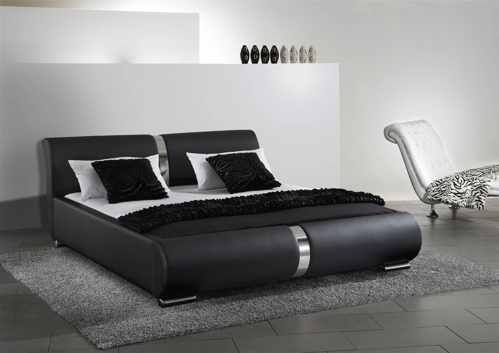 Polsterbett Bett Doppelbett DAKAR Komplettset 180x200 cm Schwarz - Fun Möbel