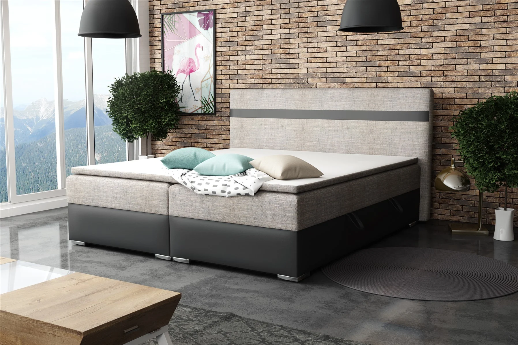 Boxspringbett Schlafzimmerbett DAWID 160x200cm inkl.Bettkasten - Fun Moebel