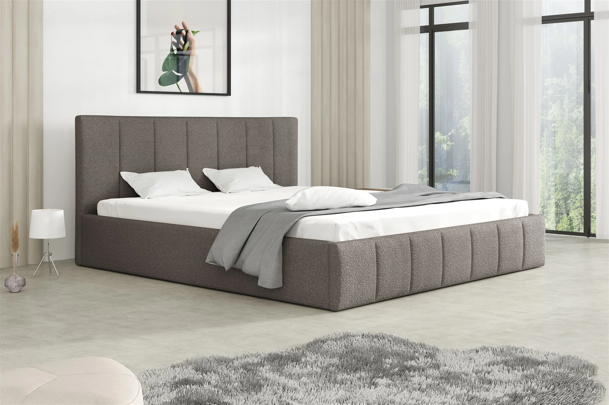 Polsterbett Doppelbett DETROIT 160x200cm Stoff Freya Grau - Fun Möbel