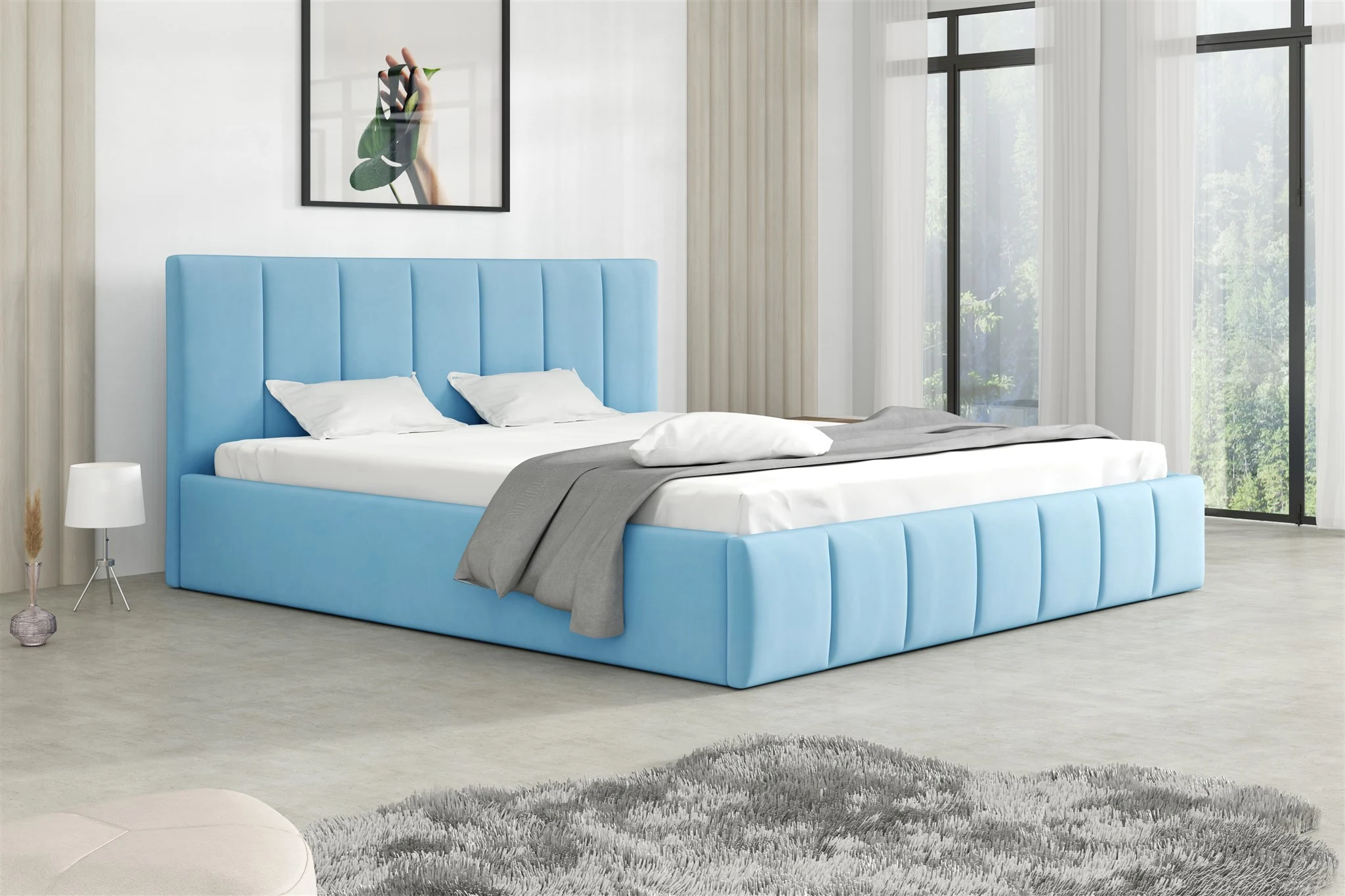 Polsterbett Doppelbett DETROIT 120x200cm Stoff Magic Velvet Sky - Fun Möbel