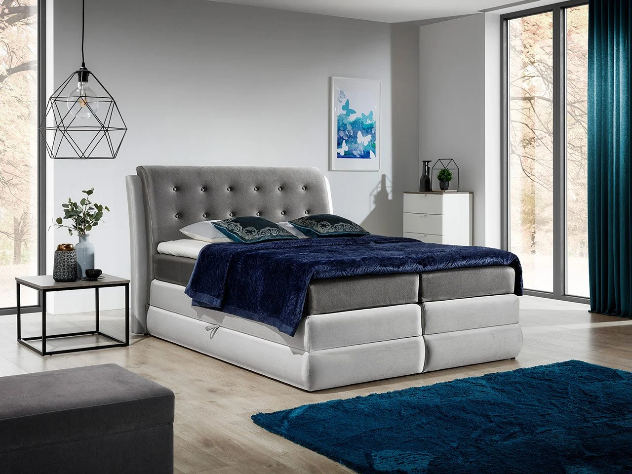 Boxspringbett Schlafzimmerbett DEVLIN DELUX 120x200cm inkl. Bettkasten - Fun Moebel