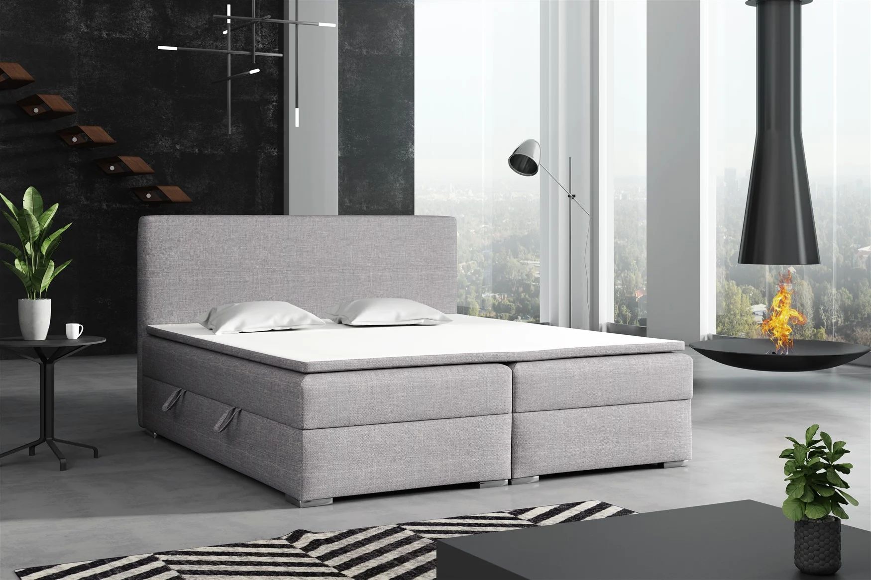 Boxspringbett Schlafzimmerbett DORIAN 140x200cm inkl.Bettkasten - Fun Moebel