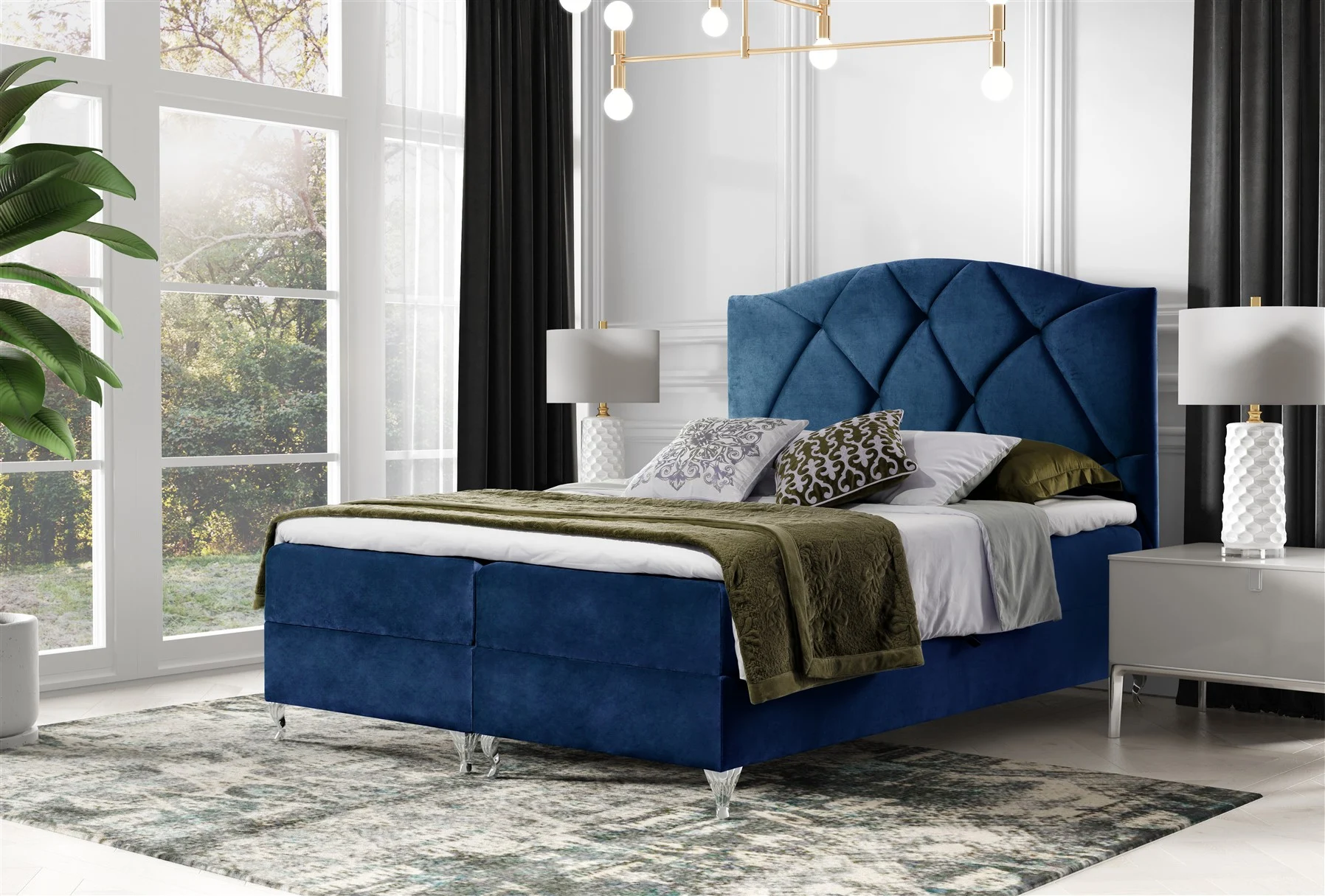 Boxspringbett Schlafzimmerbett DURMUS 120x200cm in Stoff Fresh Blau - Fun Moebel