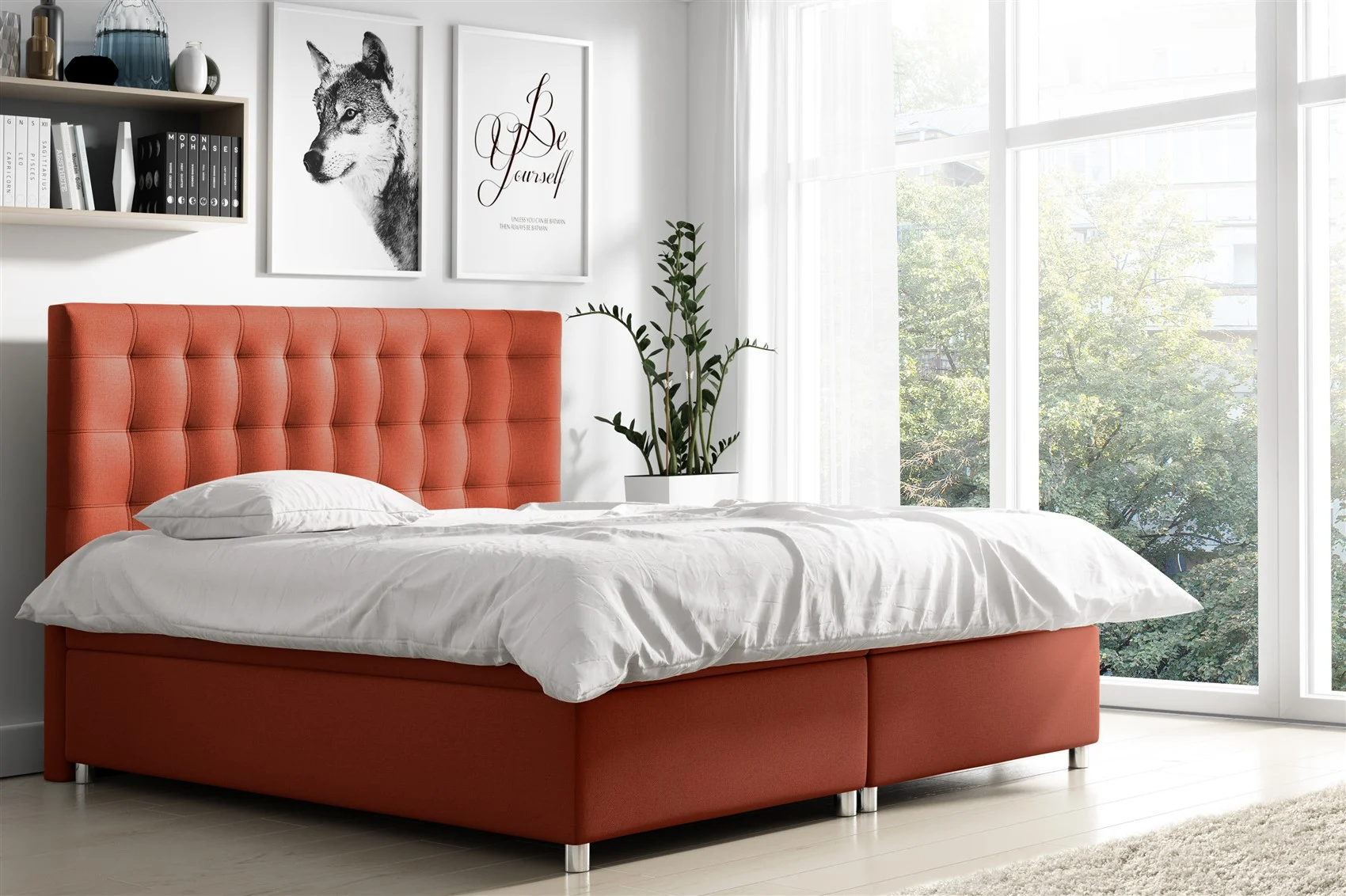 Boxspringbett Schlafzimmerbett ENZO Polyesterstoff Terra..140x200cm - Fun Moebel
