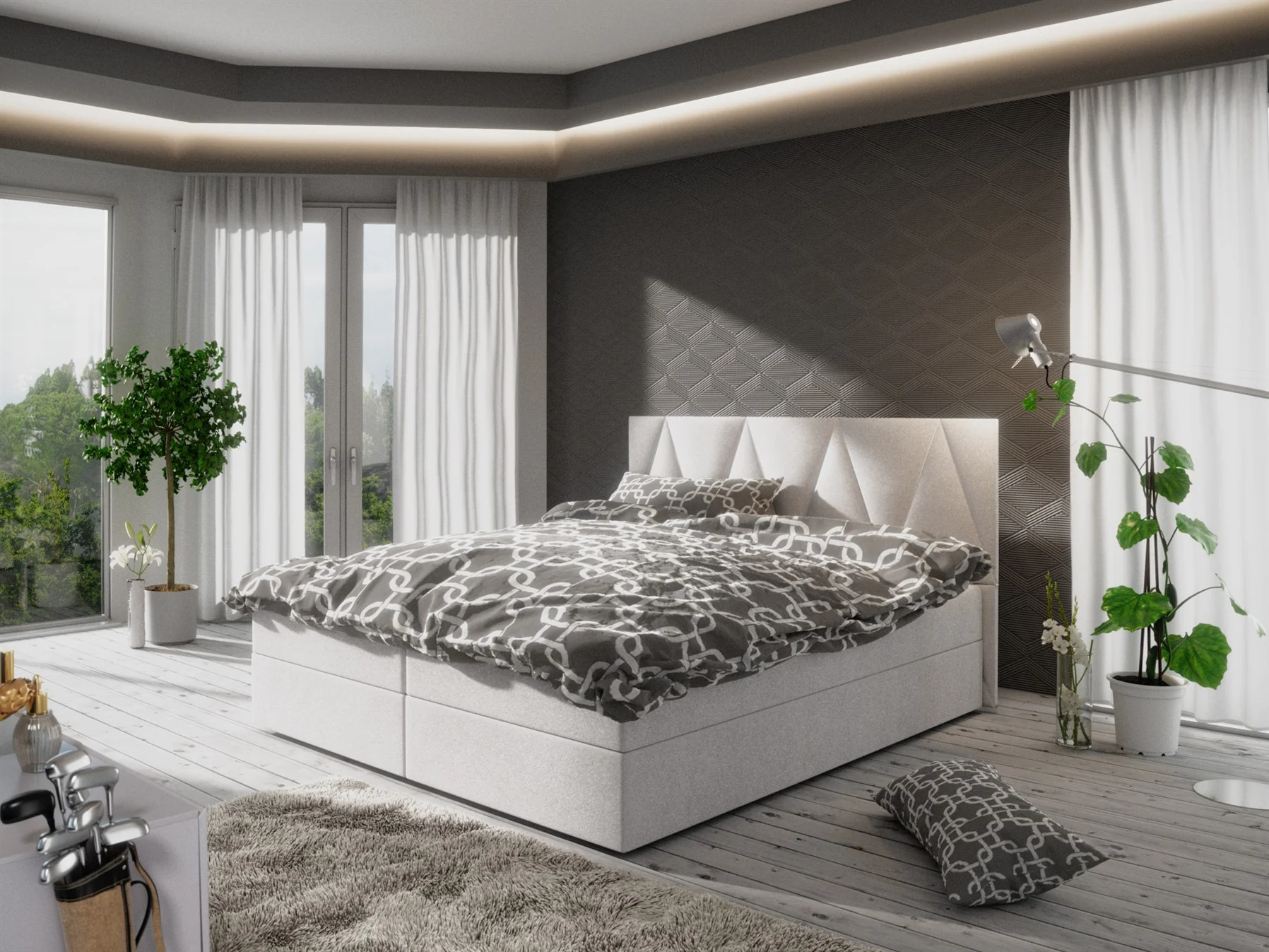 Boxspringbett Schlafzimmerbett GALA 140x200cm Beige inkl.Bettkasten - Fun Moebel