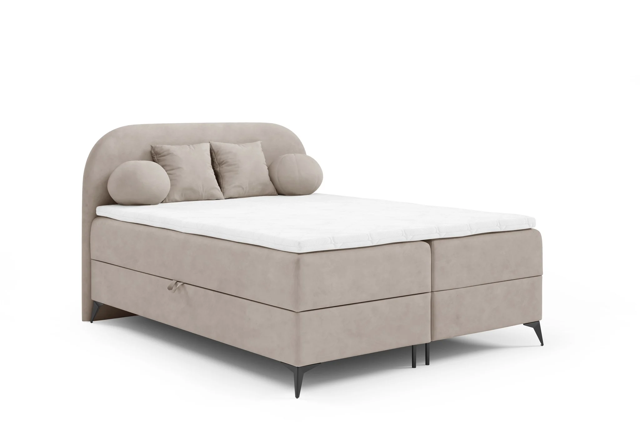 Boxspringbett Schlafzimmerbett GORGIA 160x200cm Stoff Jasmin Hellbeige - Fun Möbel