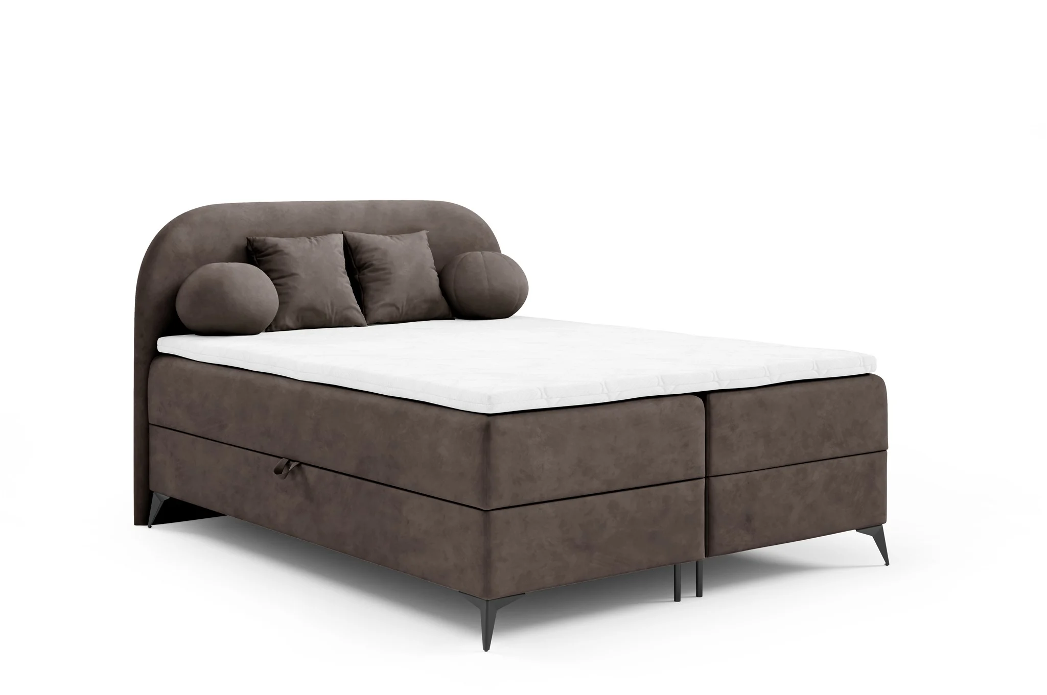 Boxspringbett Schlafzimmerbett GORGIA 140x200cm Stoff Jasmin Dunkelbraun - Fun Möbel