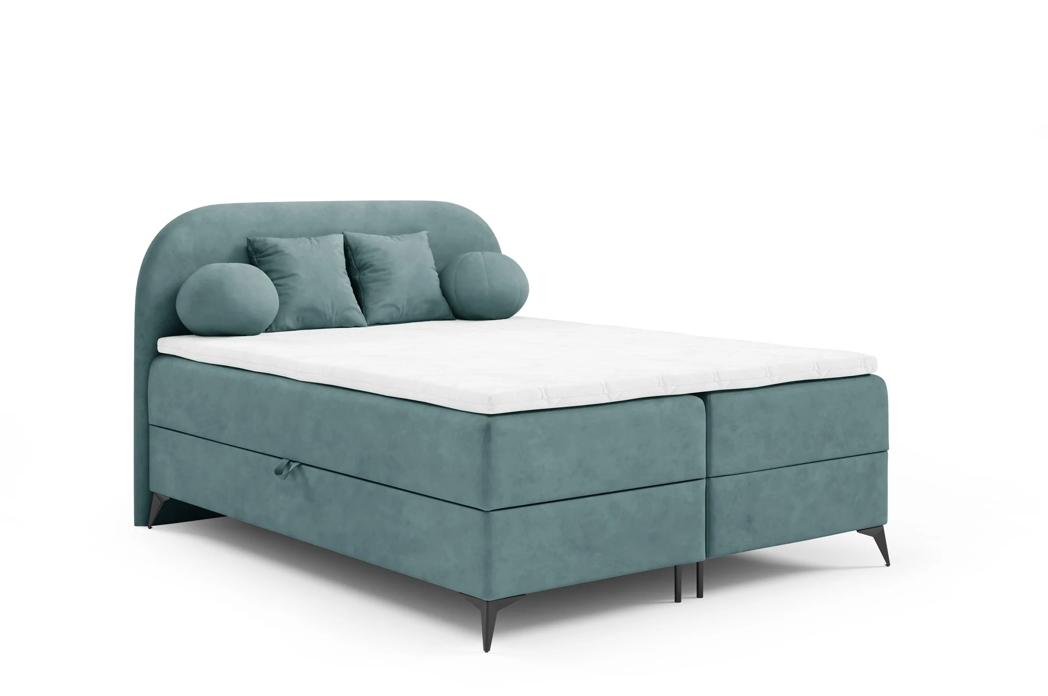 Boxspringbett Schlafzimmerbett GORGIA 160x200cm Stoff Jasmin Türkis - Fun Möbel