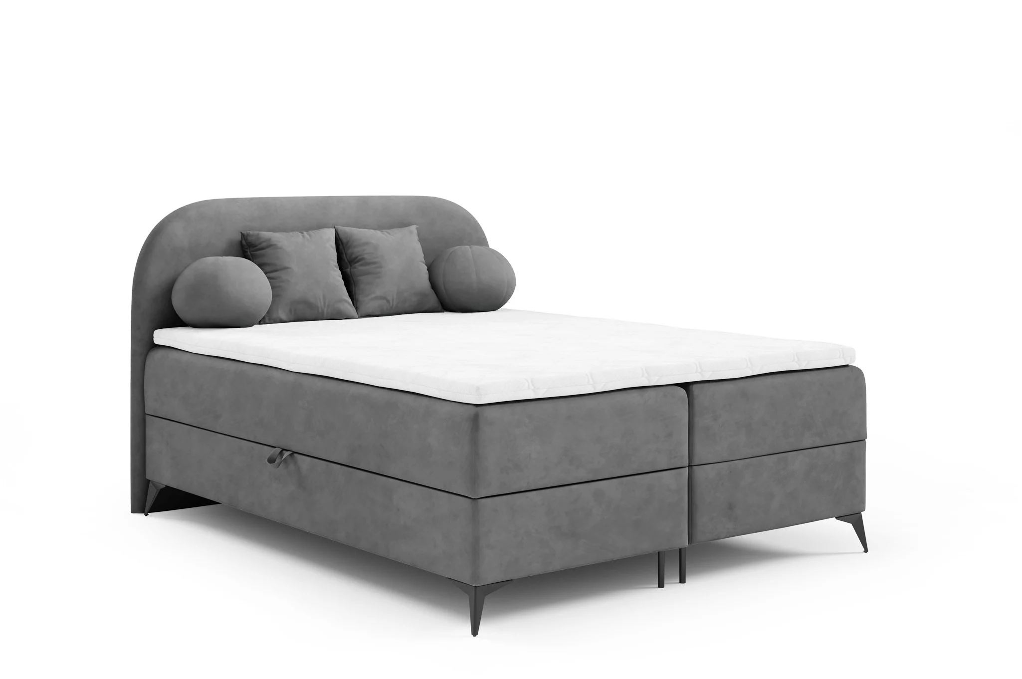 Boxspringbett Schlafzimmerbett GORGIA 160x200cm Stoff Jasmin Grau - Fun Möbel