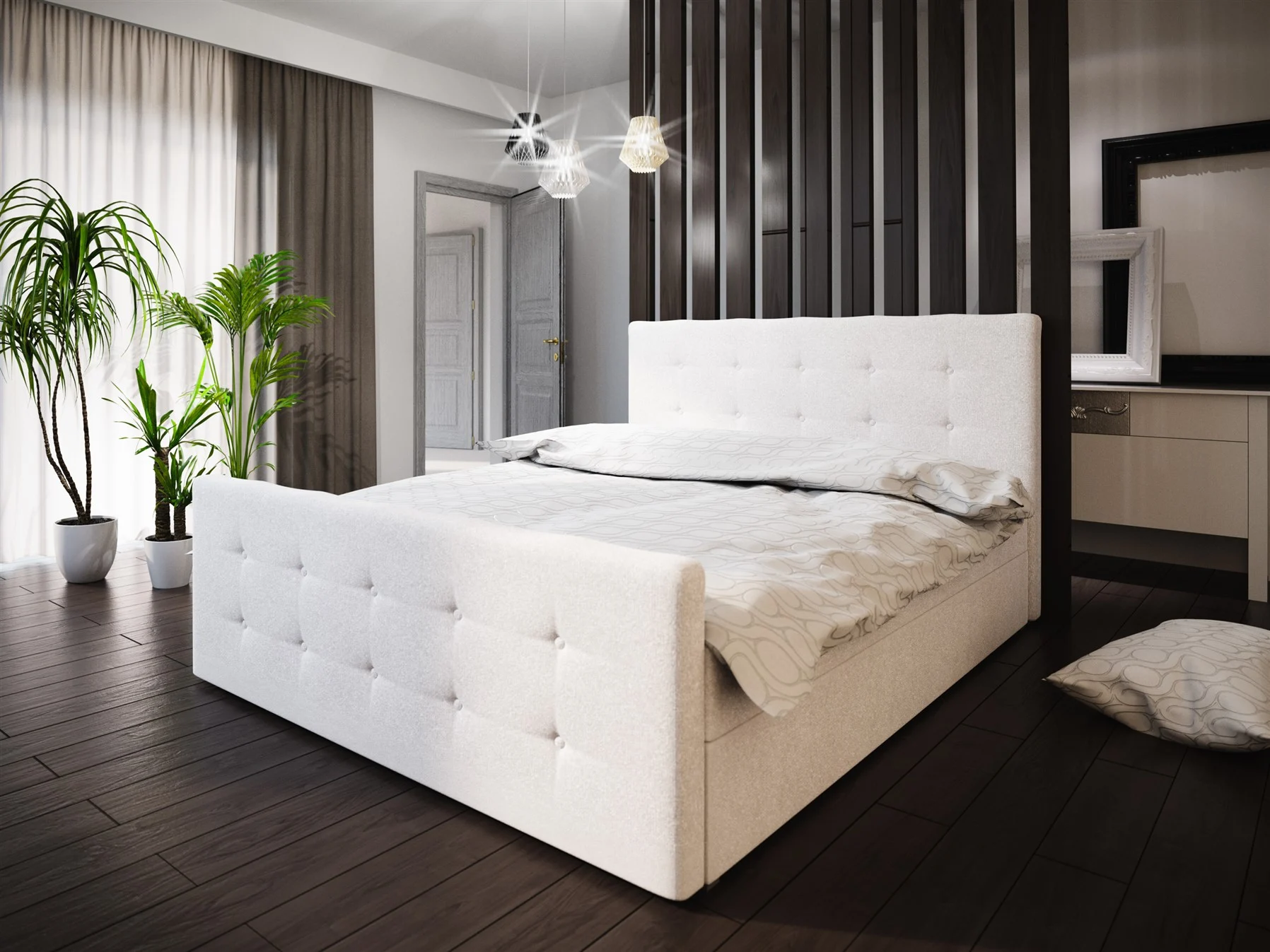 Boxspringbett Bett HUGO -Variante A- 140x200cm Beige inkl.Bettkasten