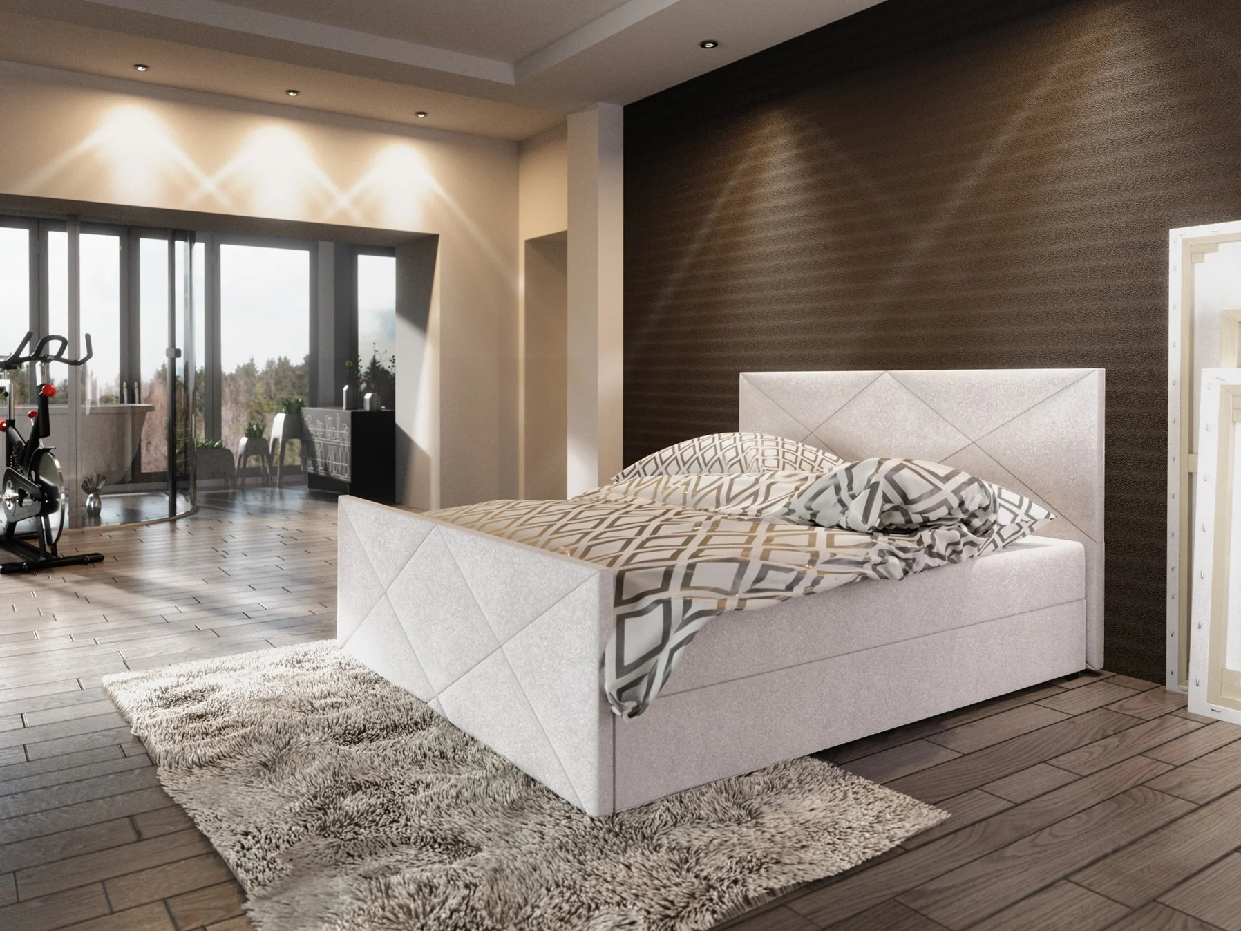Boxspringbett Bett HUGO -Variante D- 180x200cm Beige inkl.Bettkasten