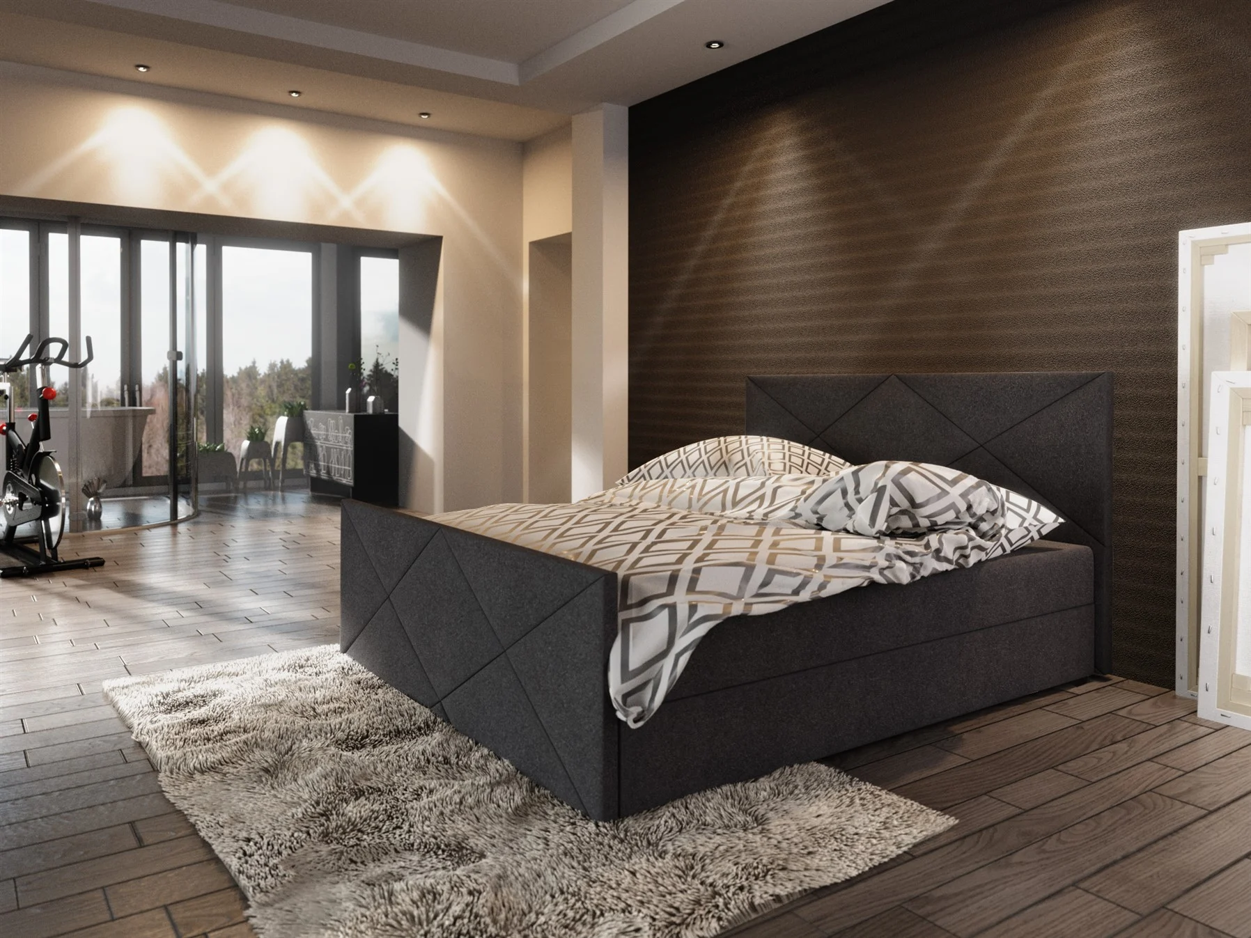 Boxspringbett Bett HUGO -Variante D- 140x200cm Schwarz inkl.Bettkasten