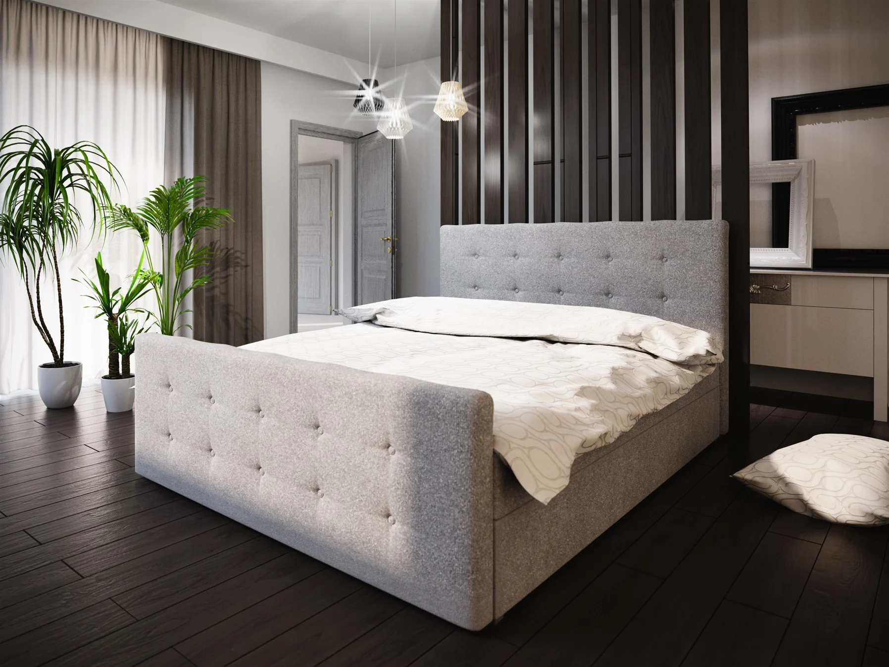 Boxspringbett Bett HUGO -Variante A- 140x200cm Grau inkl.Bettkasten