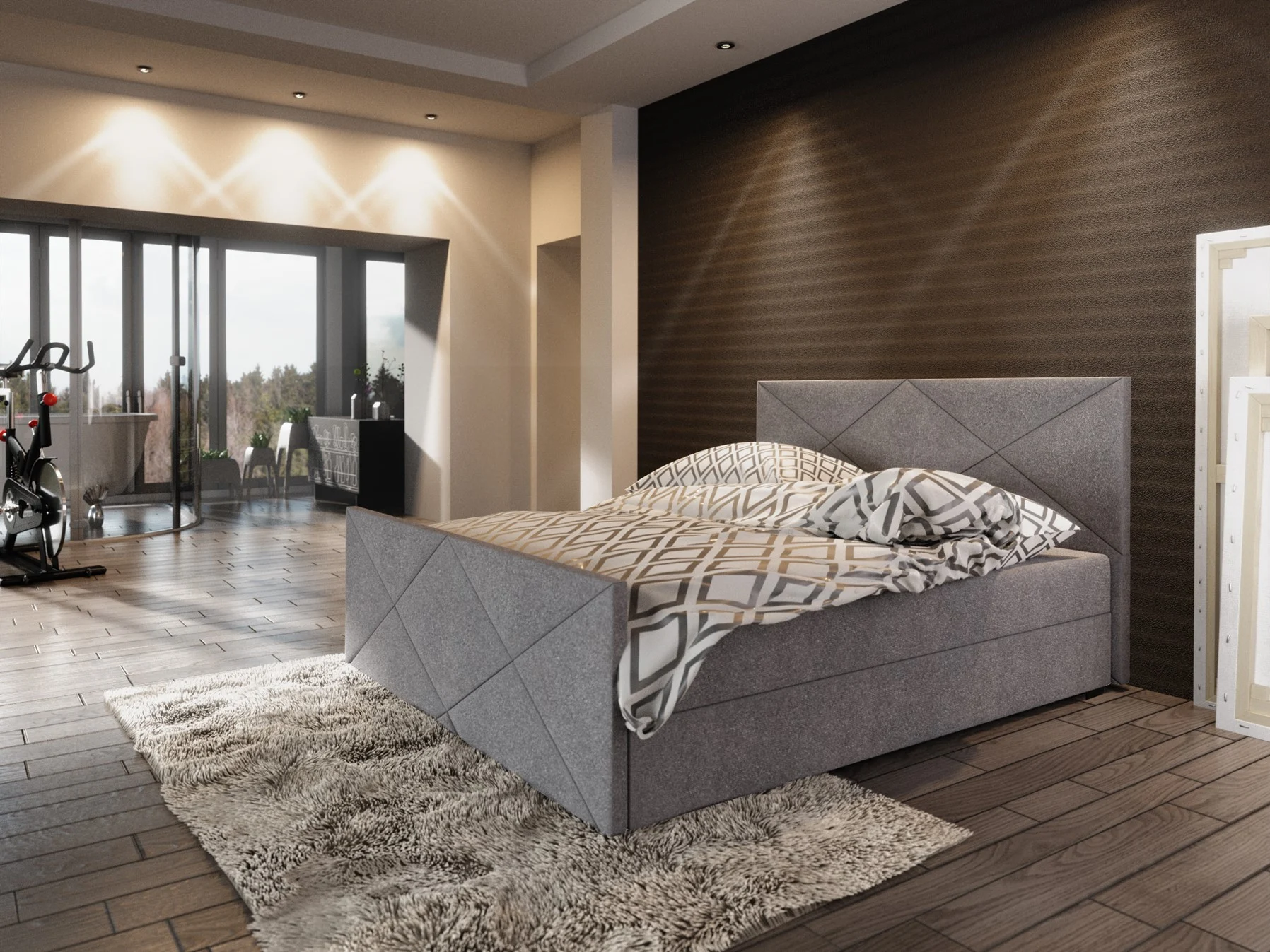 Boxspringbett Bett HUGO -Variante D- 160x200cm Grau inkl.Bettkasten