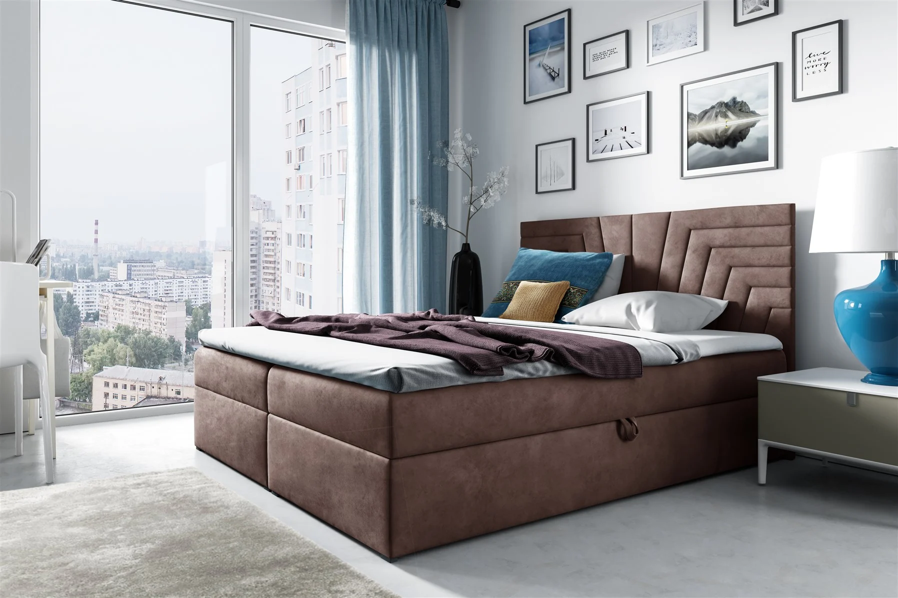 Boxspringbett Schlafzimmerbett 160x200cm LAZARO Nr.4 Altrosa inkl. Bettkasten - Fun Moebel