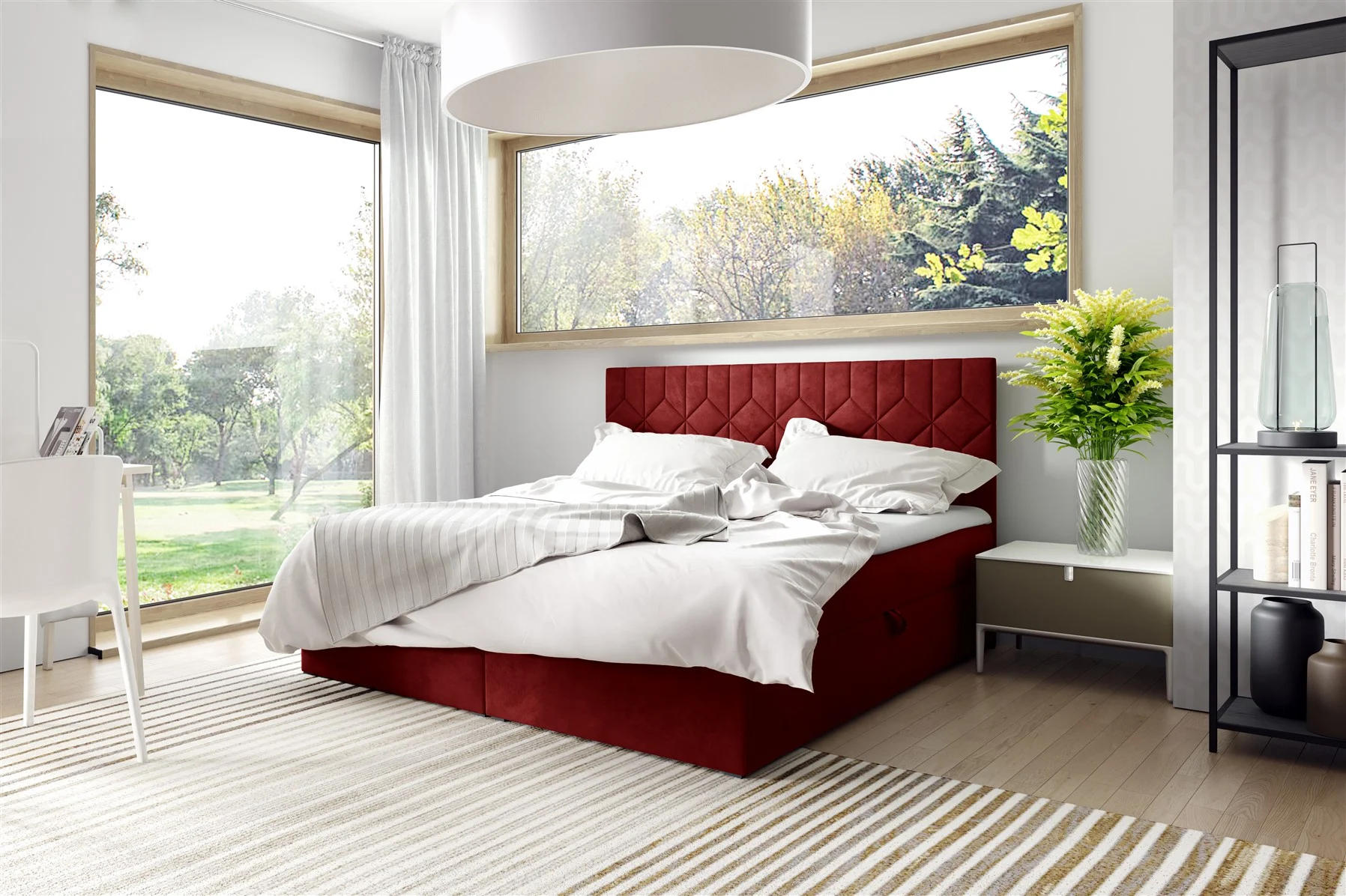 Boxspringbett Schlafzimmerbett 120x200cm LAZARO Nr.5 Rot inkl. Bettkasten - Fun Moebel