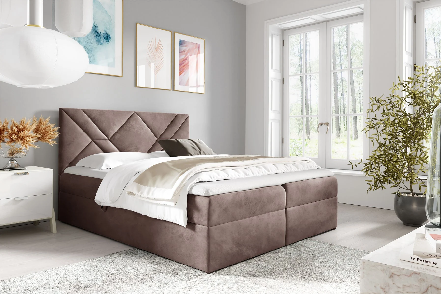 Boxspringbett Schlafzimmerbett 120x200cm LAZARO Nr.6 Altrosa inkl. Bettkasten - Fun Moebel