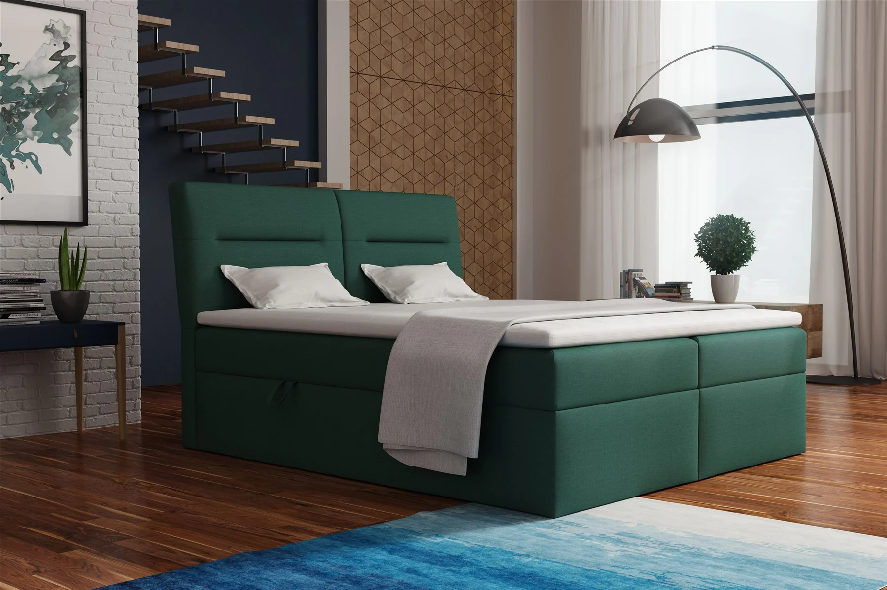 Boxspringbett Schlafzimmerbett LUAN 140x200cm inkl.Bettkasten - Fun Moebel